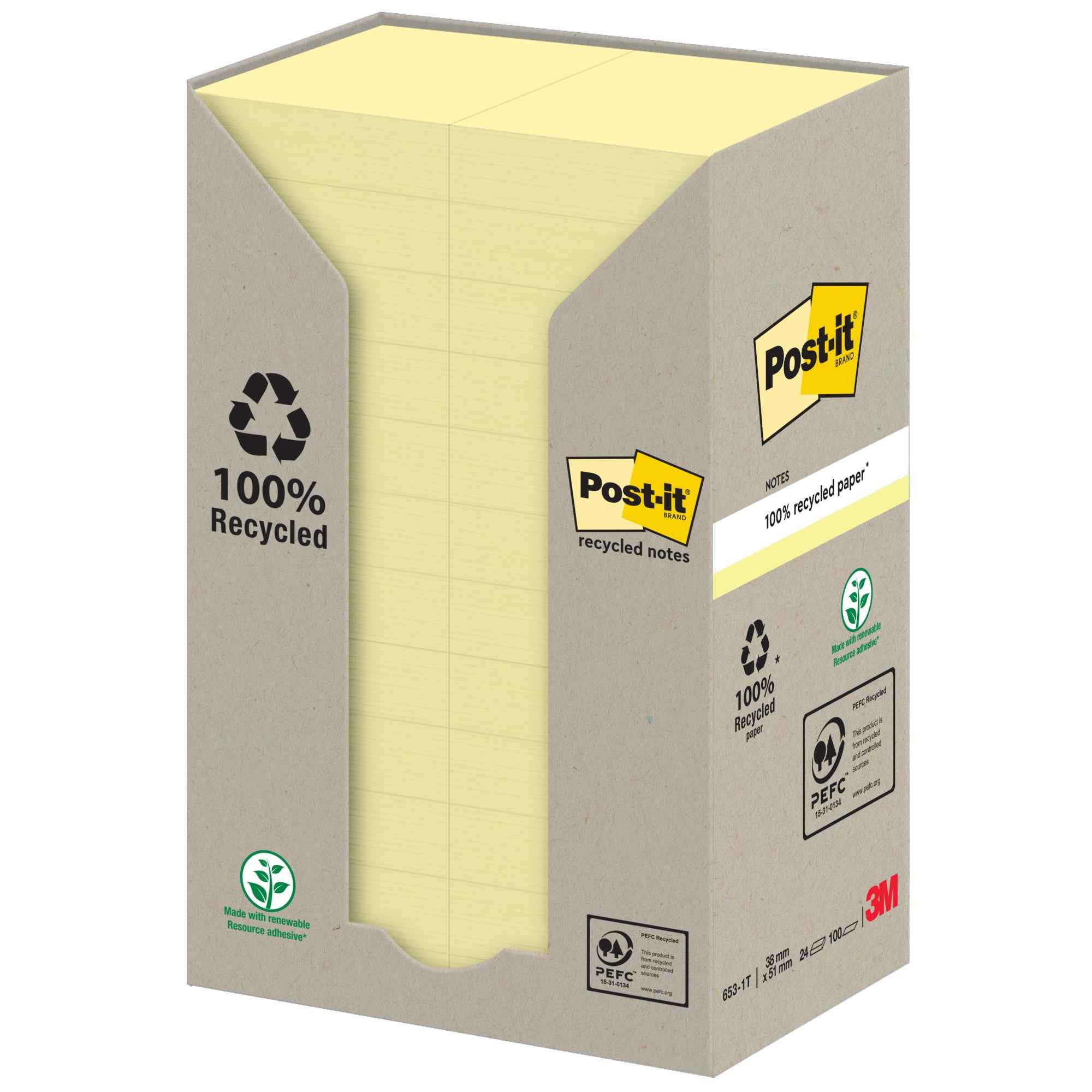 Post-it® Haftnotiz Recycling Notes Tower 38 x 51 mm (B x H)