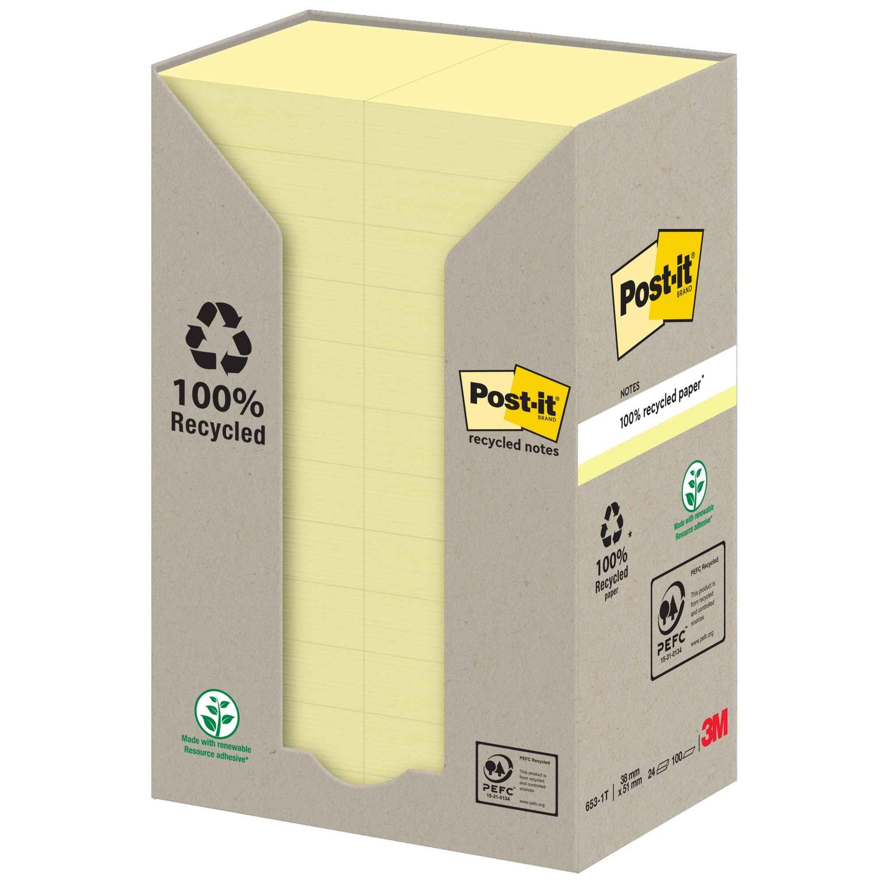 Post-it® Haftnotiz Recycling Notes Tower 38 x 51 mm (B x H)