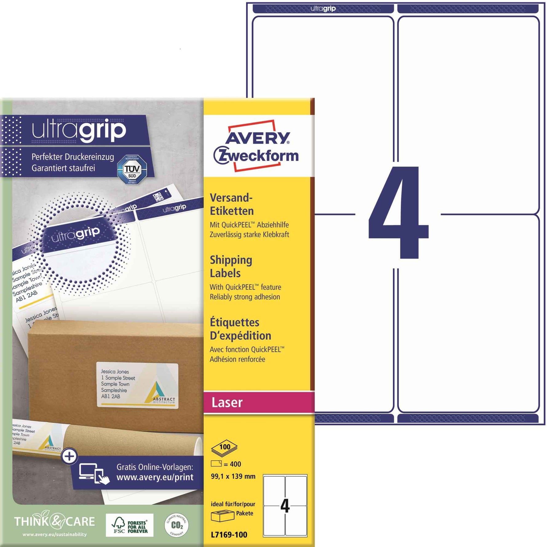 Avery Zweckform Adressetikett ultragrip 99,1 x 139 mm (B x H)