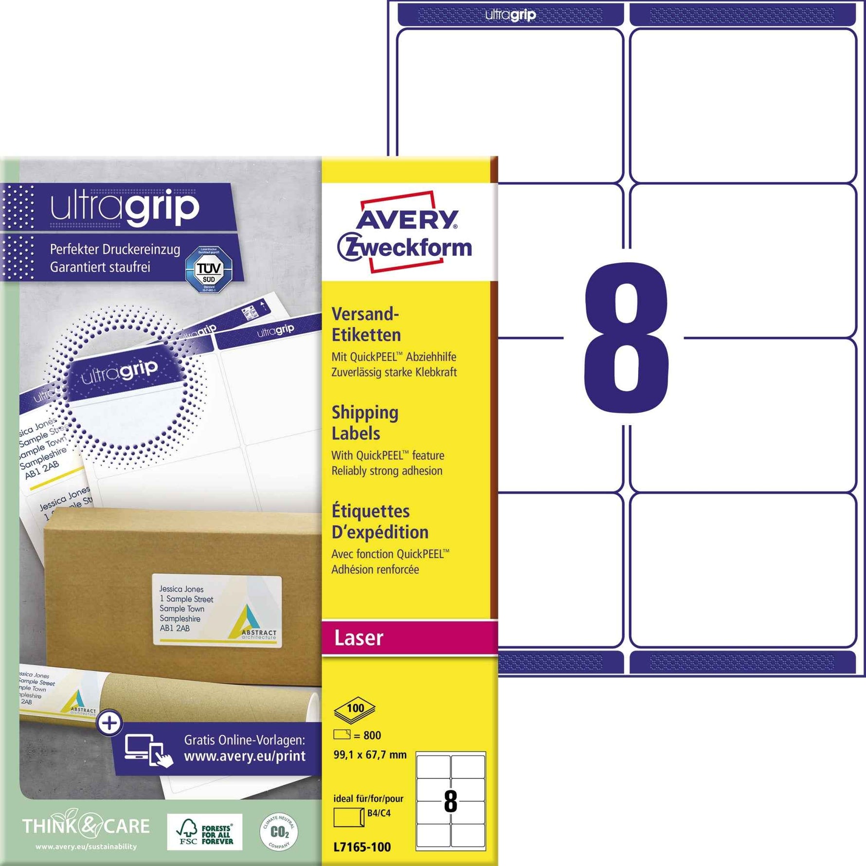 Avery Zweckform Adressetikett ultragrip 99,1 x 67,7 mm (B x H)