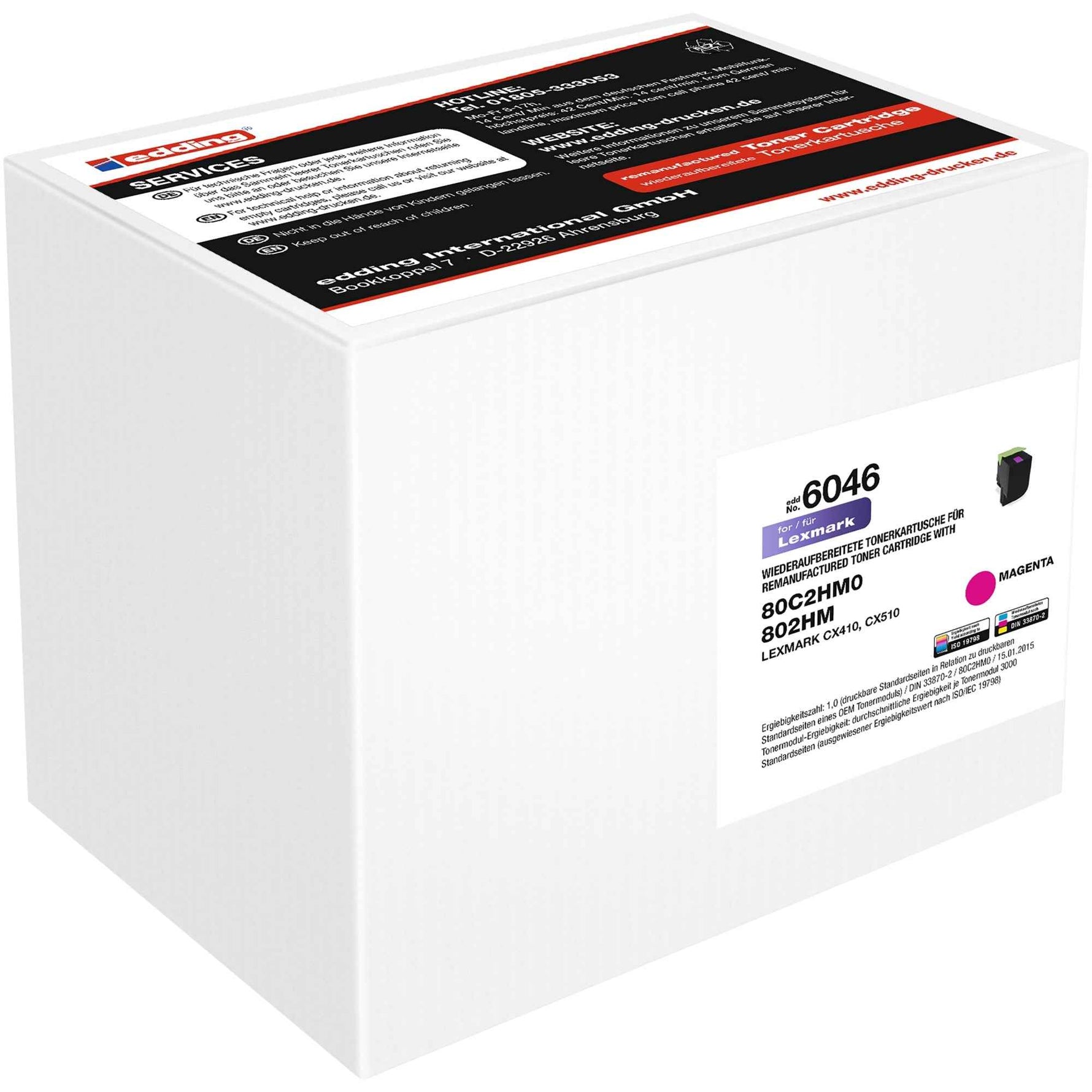 edding Toner Kompatibel mit Lexmark 802HM magenta