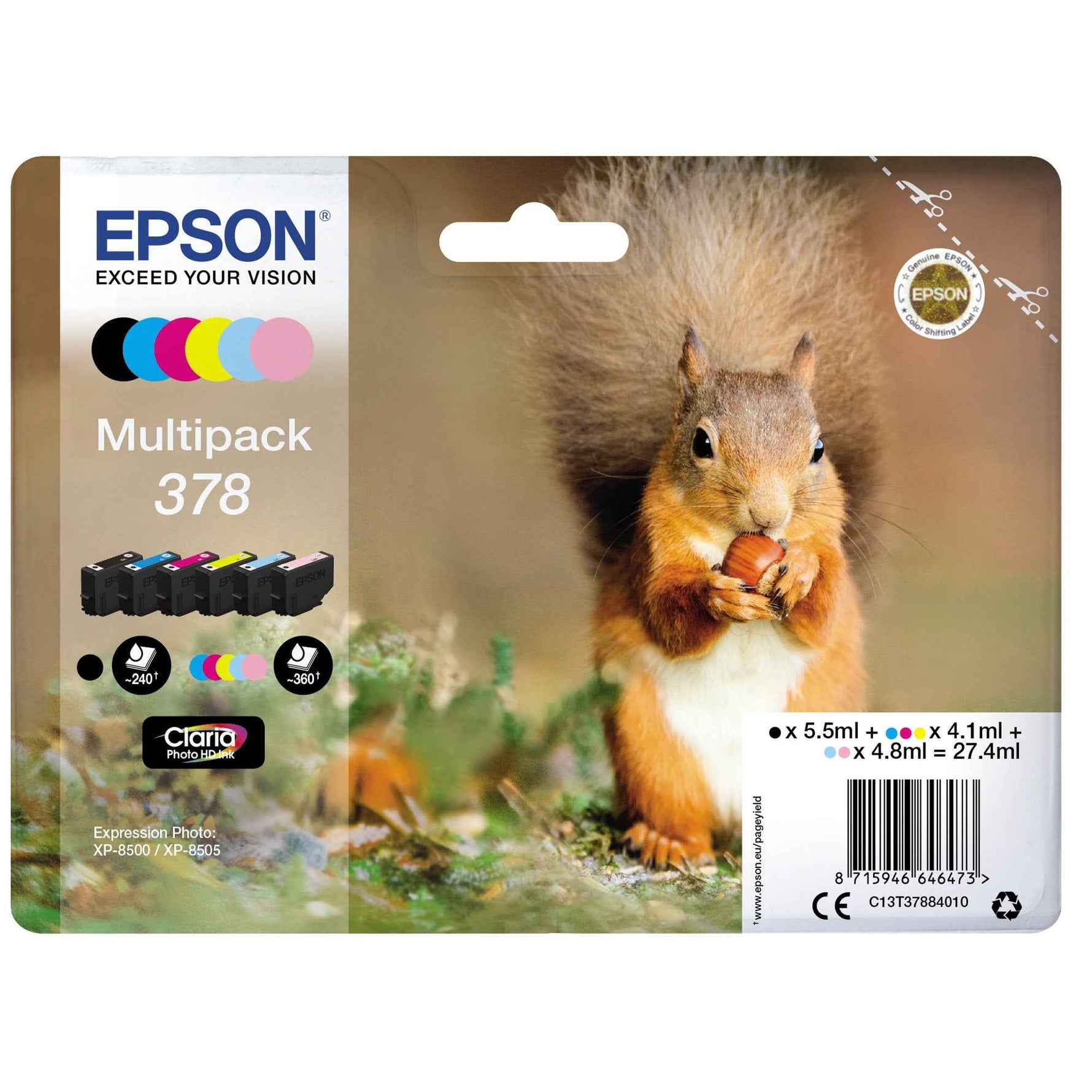 Epson Tintenpatrone 378 schwarz, cyan, magenta, gelb, fotocyan, fotomagenta