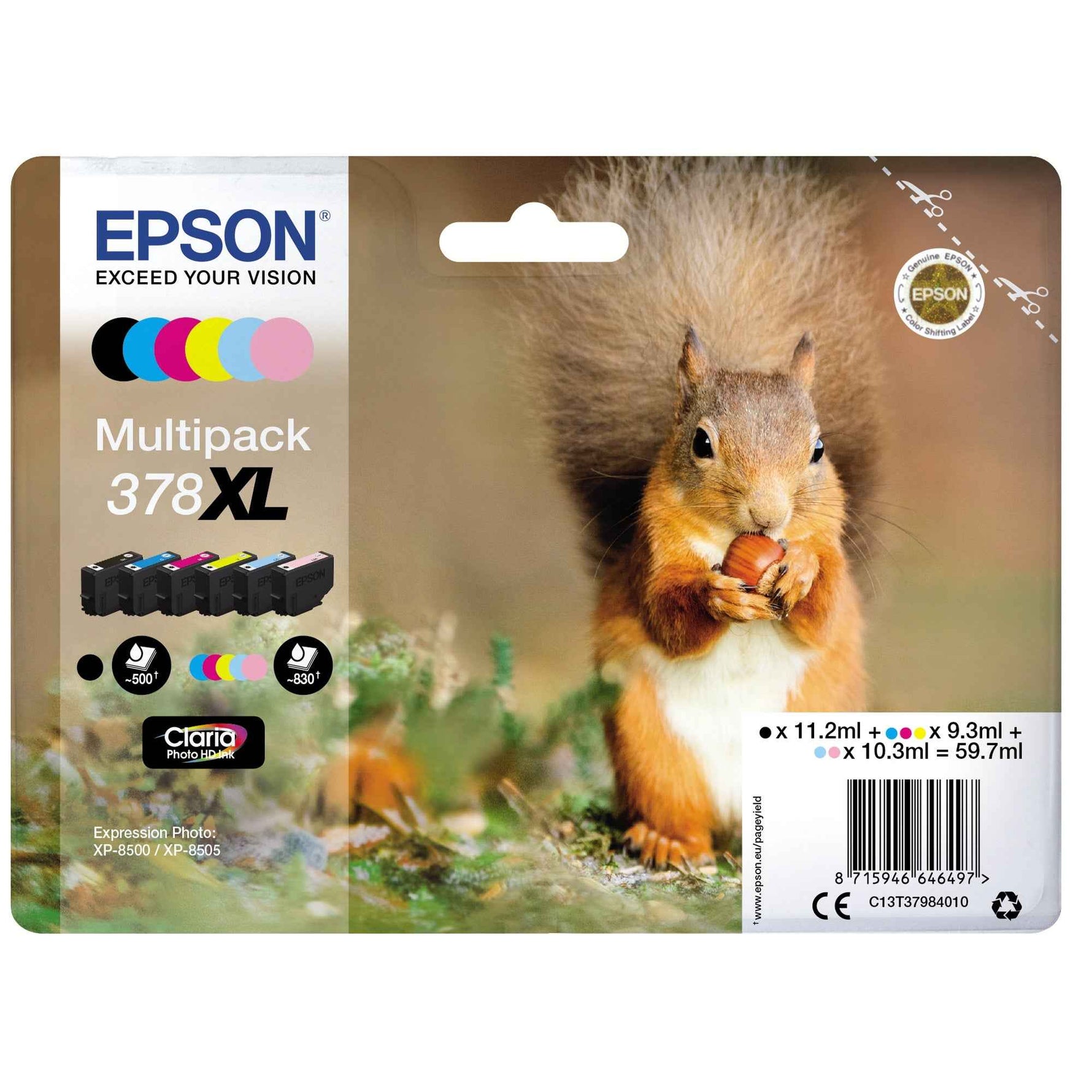 Epson Tintenpatrone 378XL schwarz, cyan, magenta, gelb, fotocyan, fotomagenta