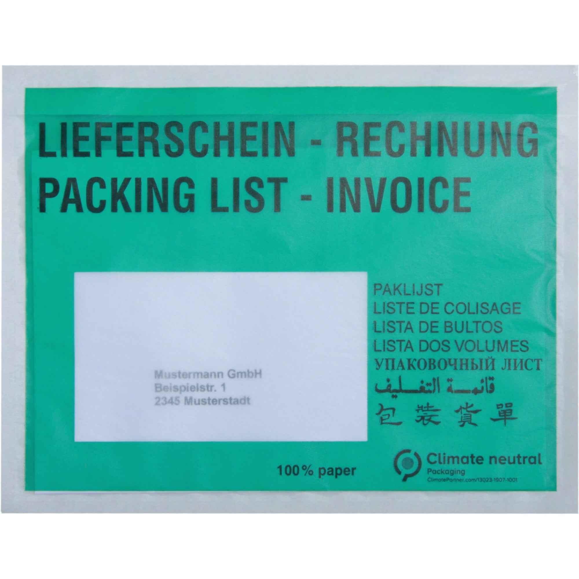 Dokumententasche Lieferschein-Rechnung, mehrsprachig