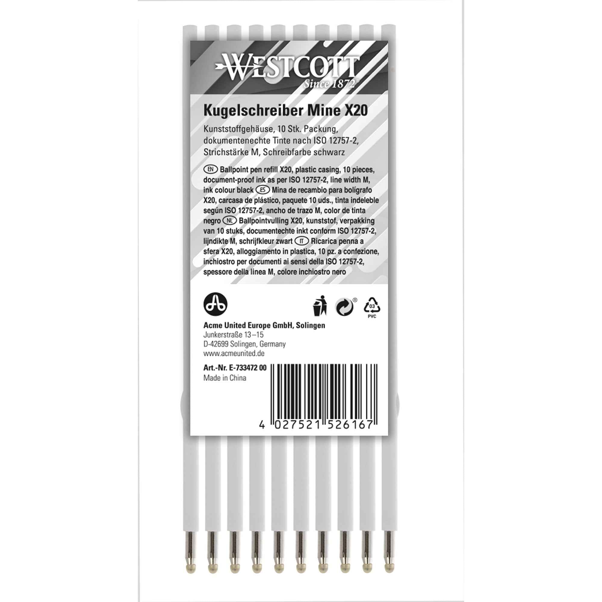 Westcott Kugelschreibermine X20 10 St./Pack. 1 mm