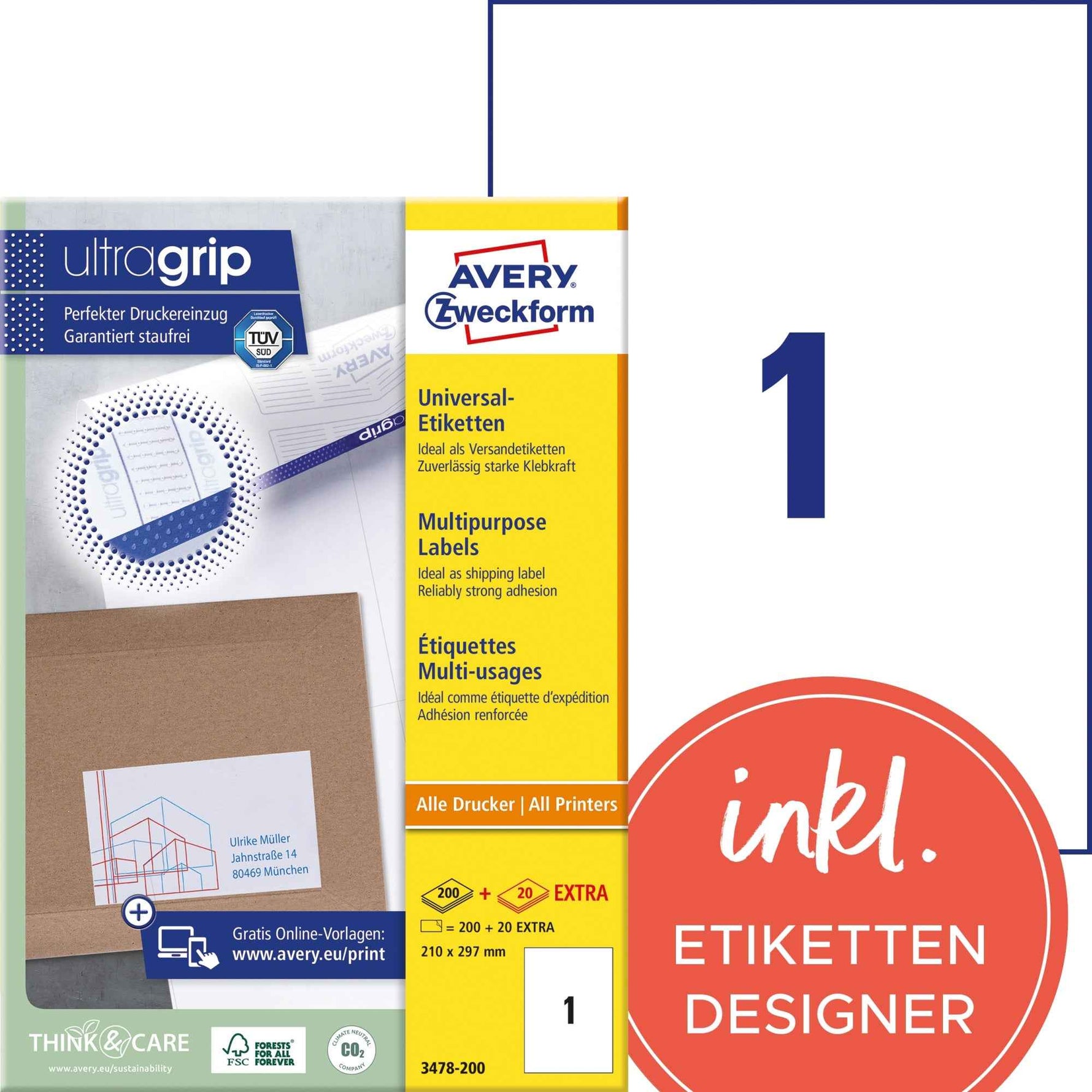 Avery Zweckform Universaletikett ultragrip 210 x 297 mm (B x H)