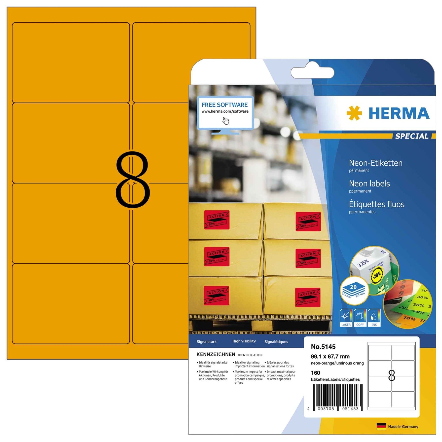 HERMA Neonetikett 99,1 x 67,7 mm (B x H)