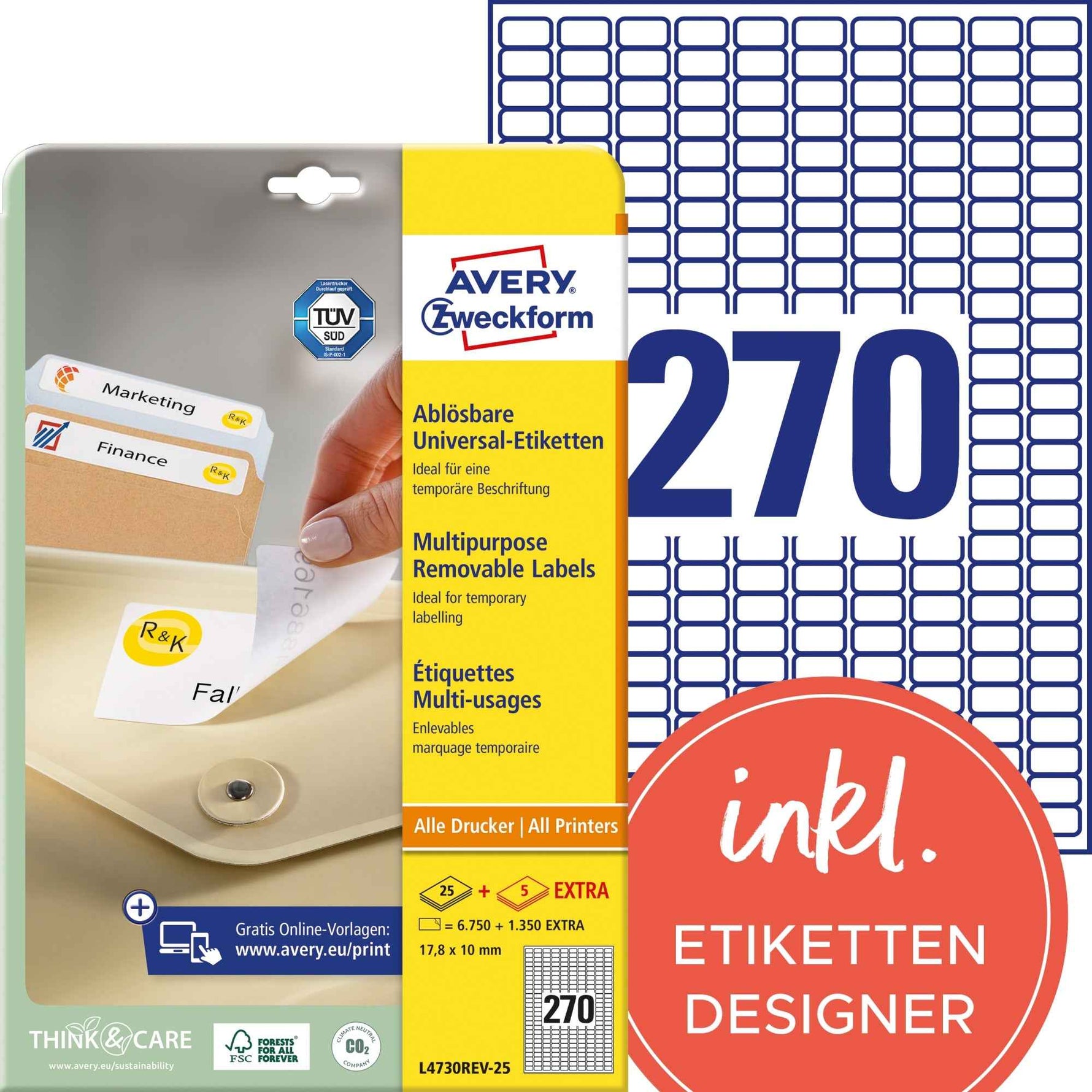 Avery Zweckform Universaletikett 17,8 x 10 mm (B x H)