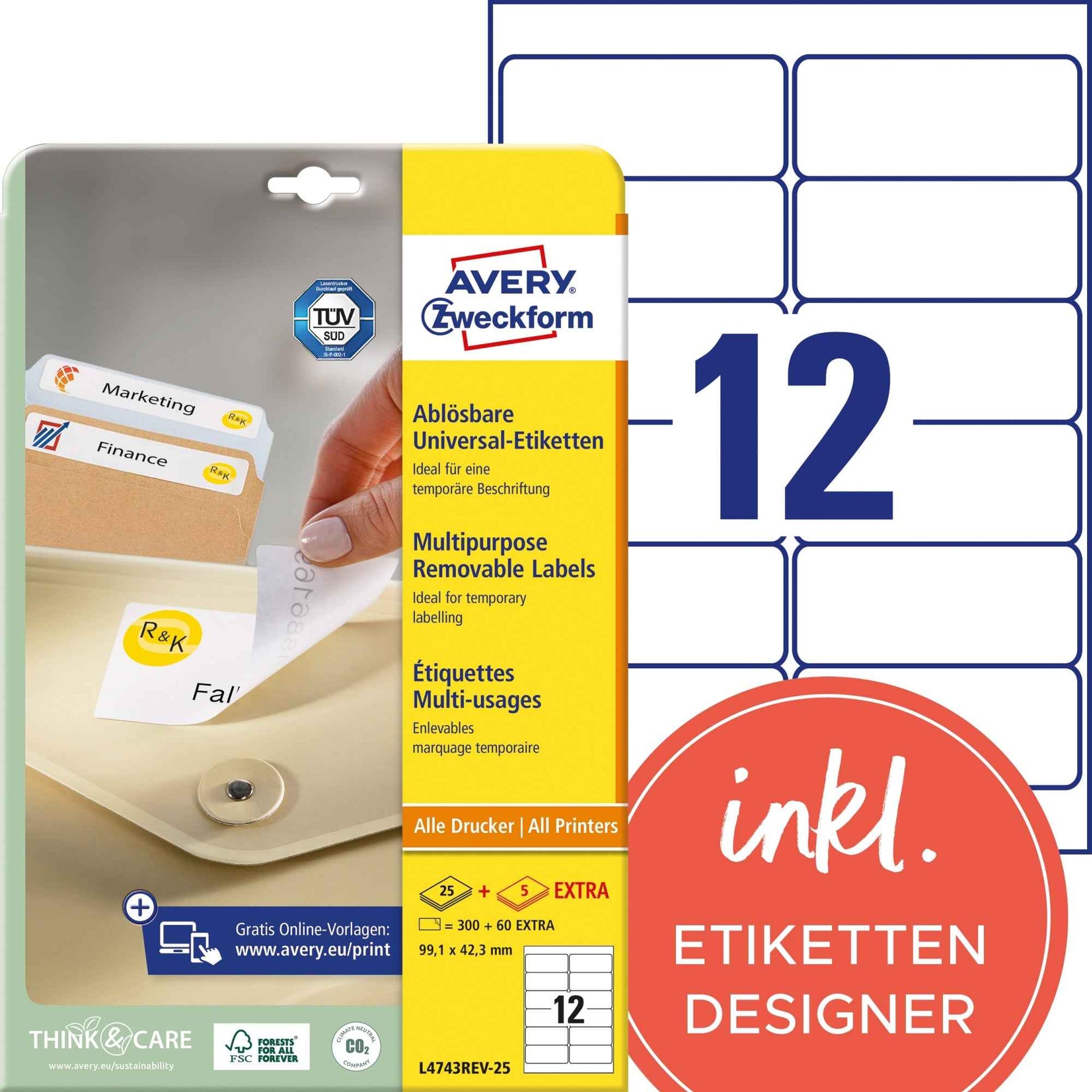 Avery Zweckform Universaletikett 99,1 x 42,3 mm (B x H)