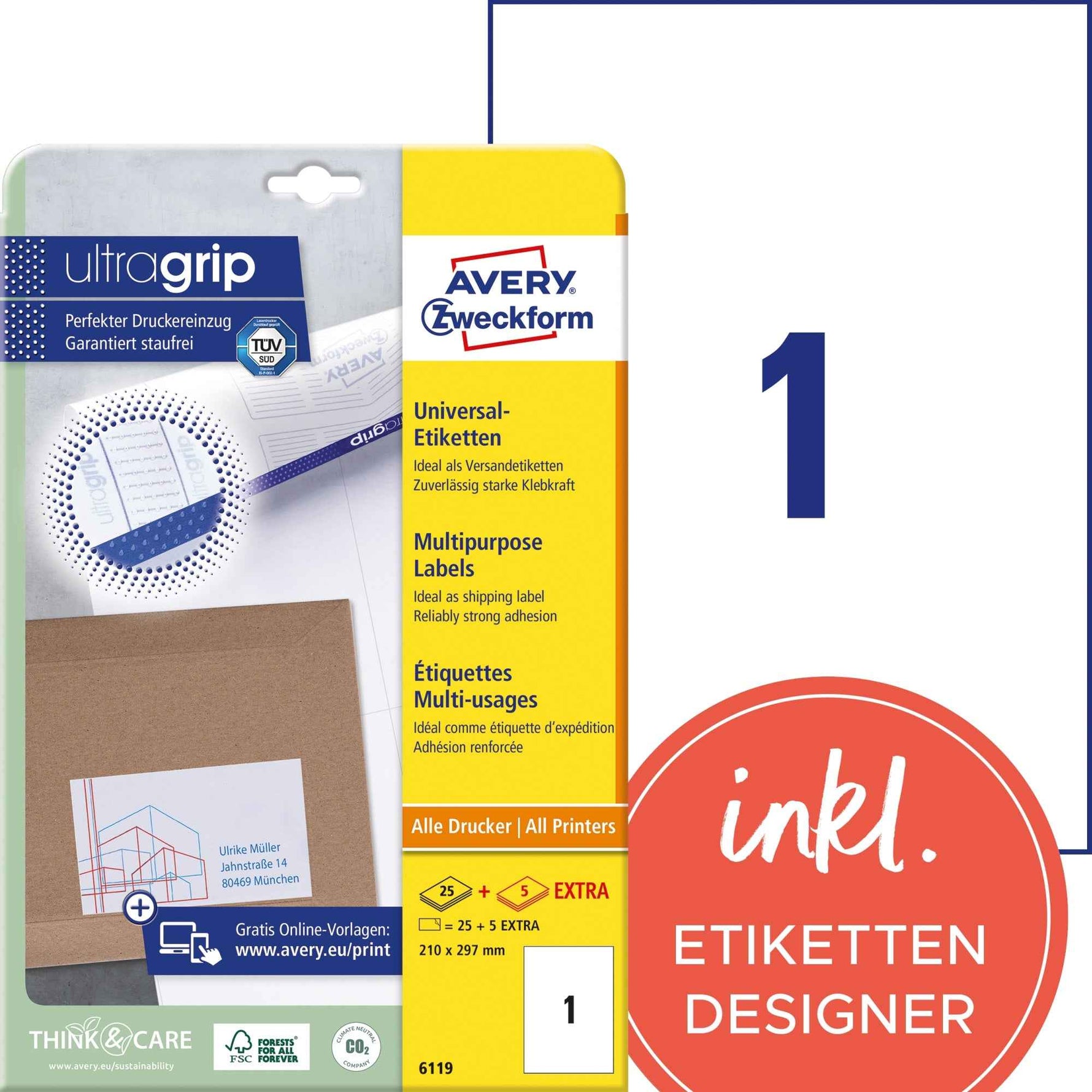 Avery Zweckform Universaletikett ultragrip 210 x 297 mm (B x H)
