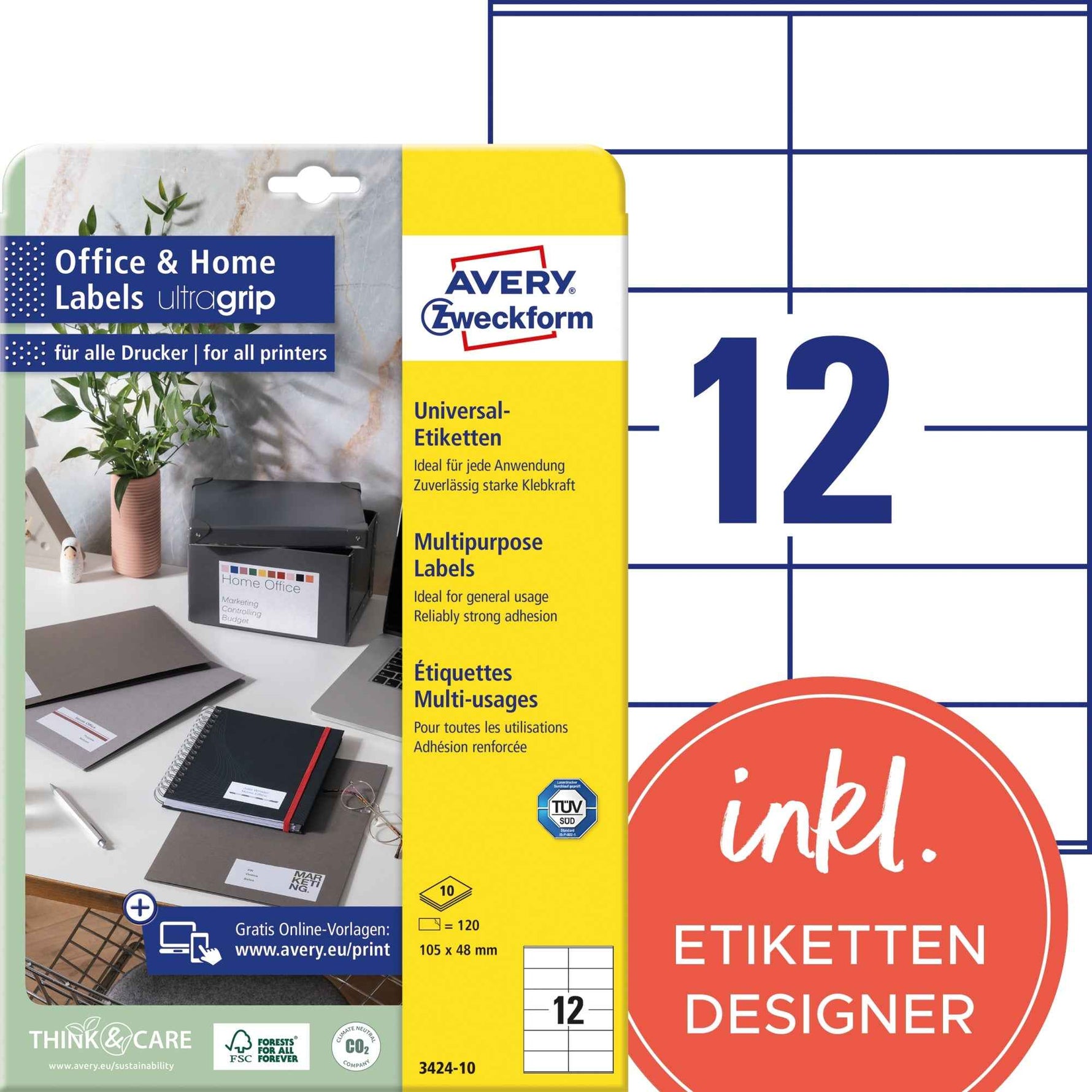 Avery Zweckform Universaletikett Home Office 105 x 48 mm (B x H)
