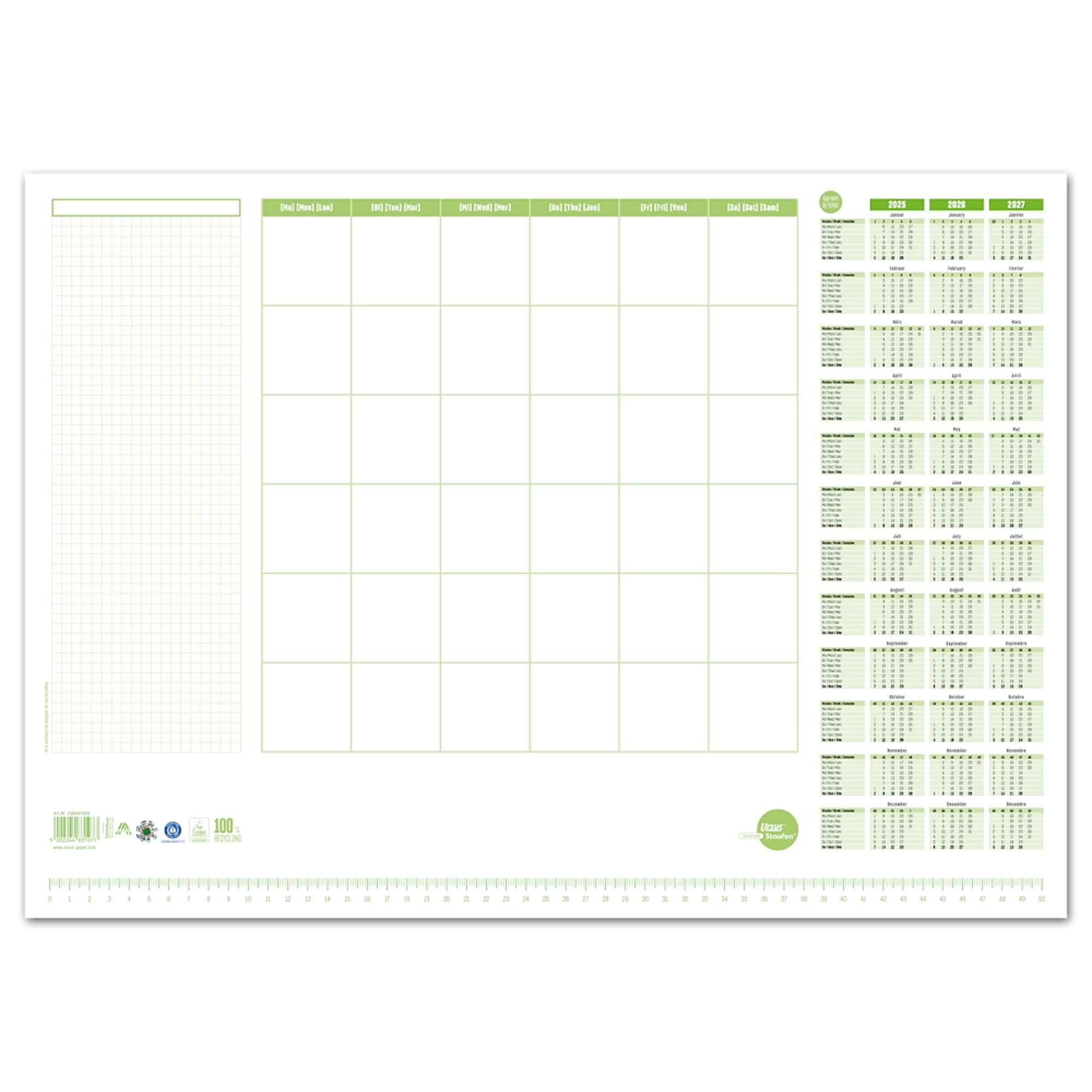 Ursus® Schreibunterlage Green mit Kalender 3 Jahre
