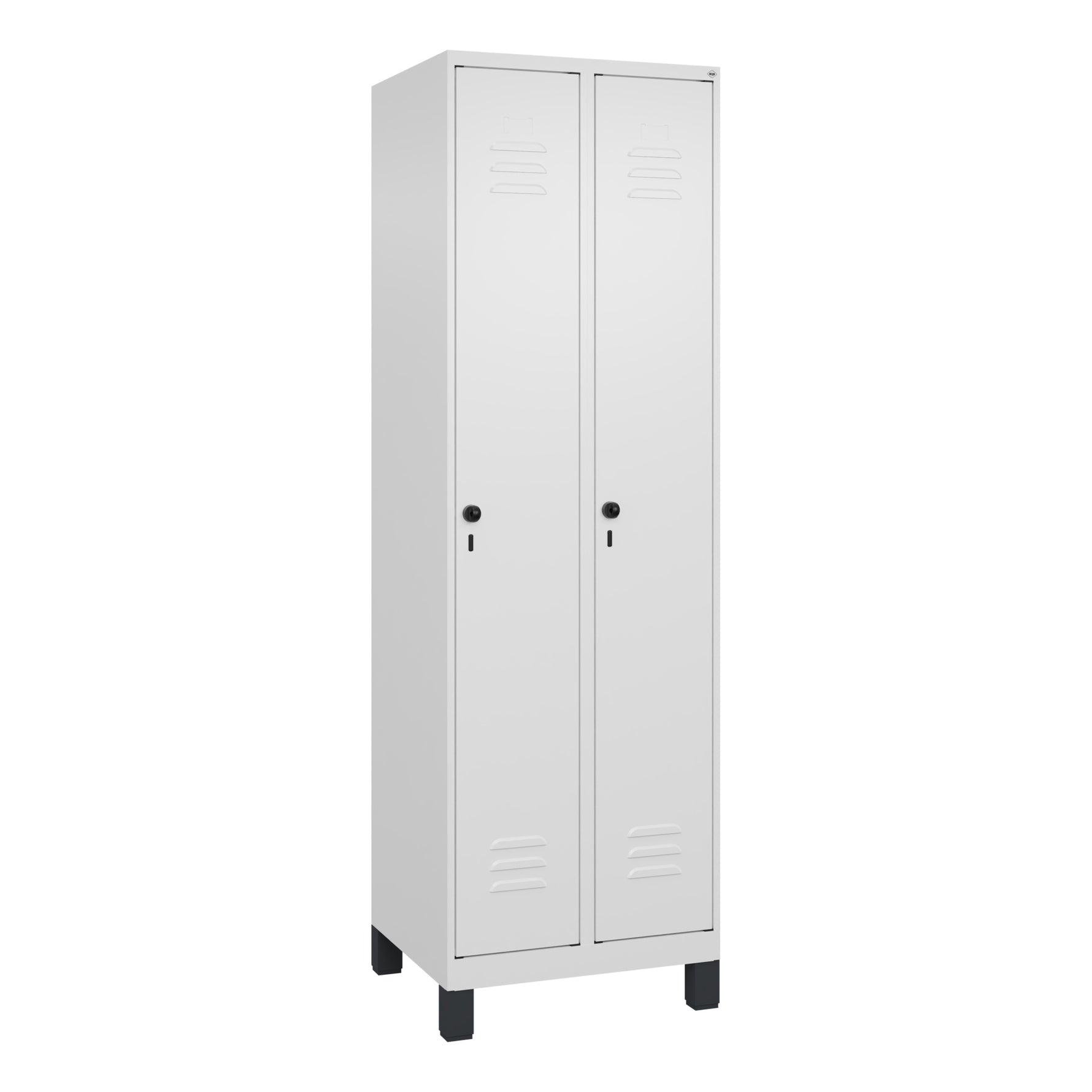 C+P Kleiderspind Classic PLUS mit Standfuß 600 x 1.950 x 500 mm (B x H x T) verkehrsweiß
