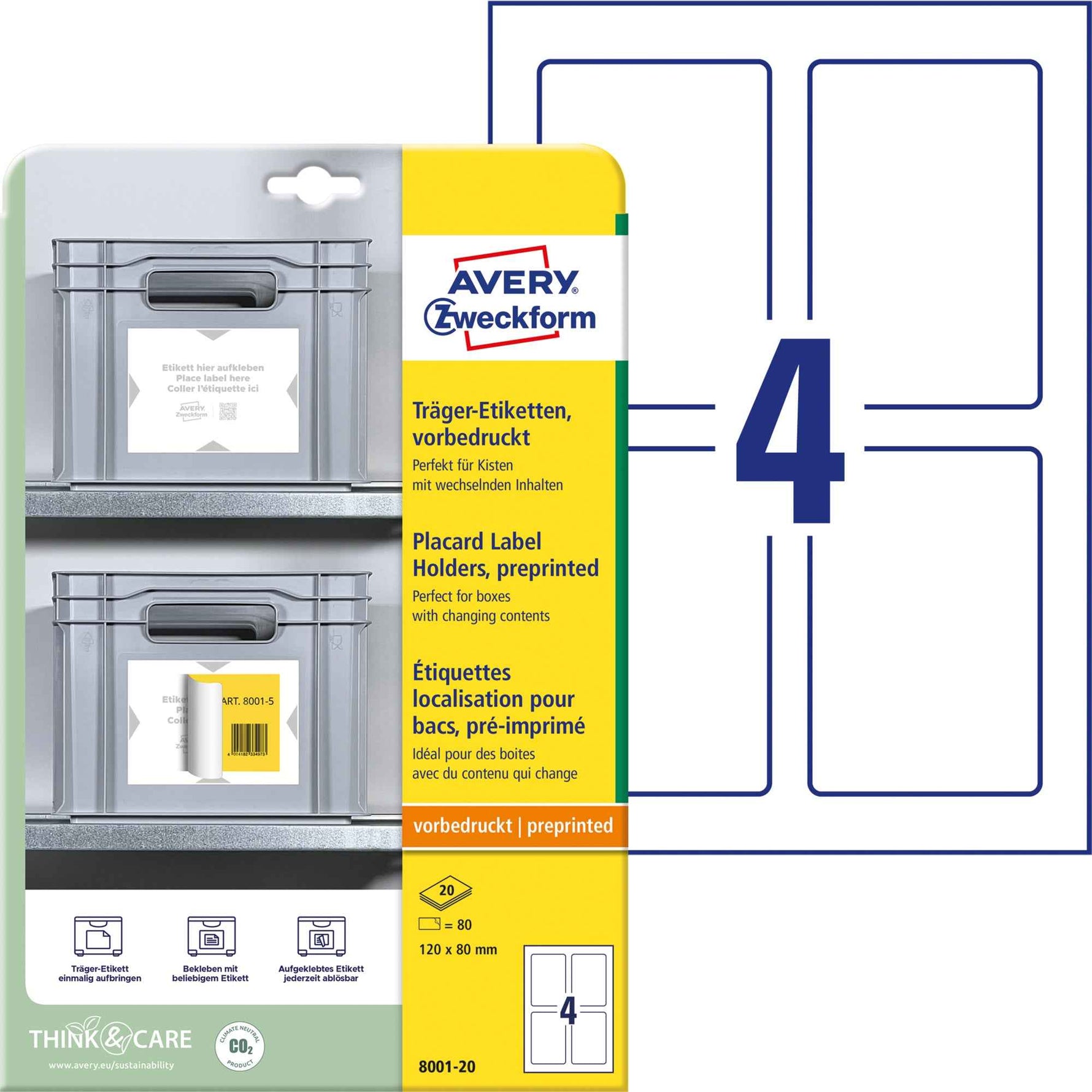 Avery Zweckform Träger-Etikett 120 x 80 mm (B x H)
