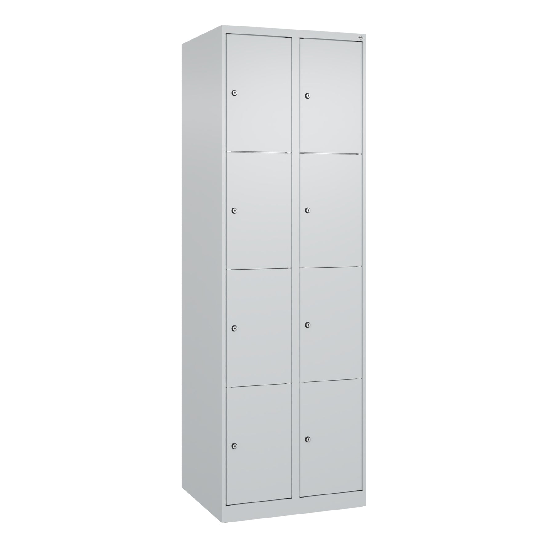 C+P Schließfachschrank Classic PLUS mit Sockel 2 Abteile 8 Fächer lichtgrau
