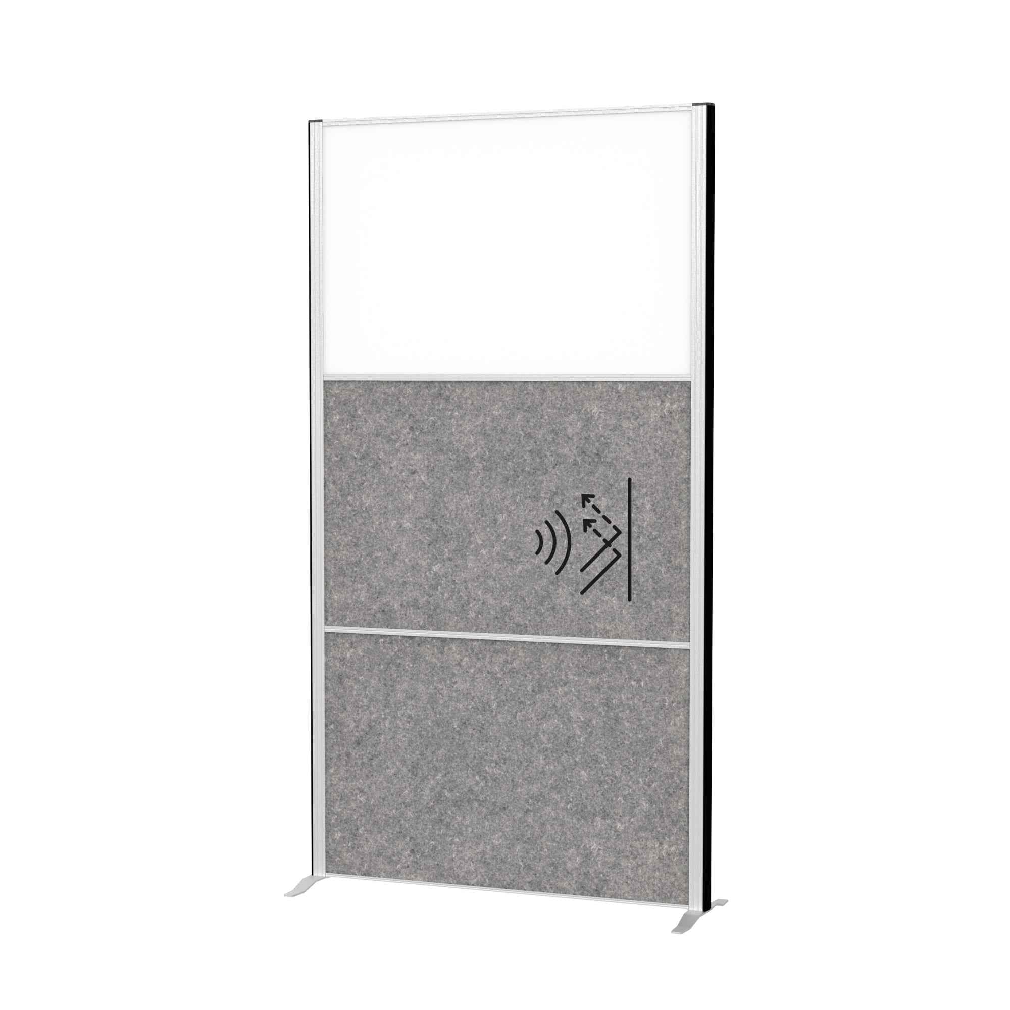 MAUL Stellwand MAULconnecto 2 x Akustikwand 1 x Whiteboard weiß, dunkelgrau silber