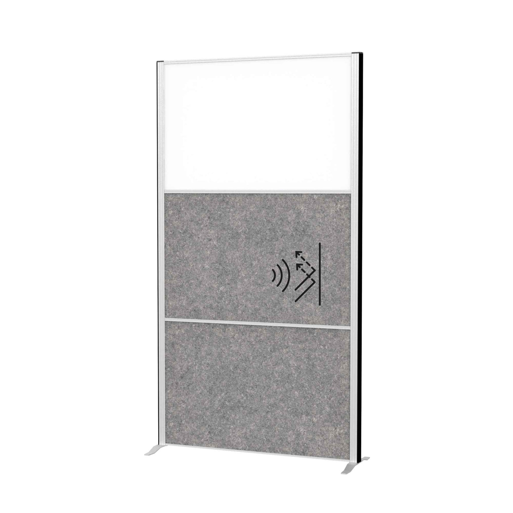 MAUL Stellwand MAULconnecto 2 x Akustikwand 1 x Whiteboard weiß, dunkelgrau silber