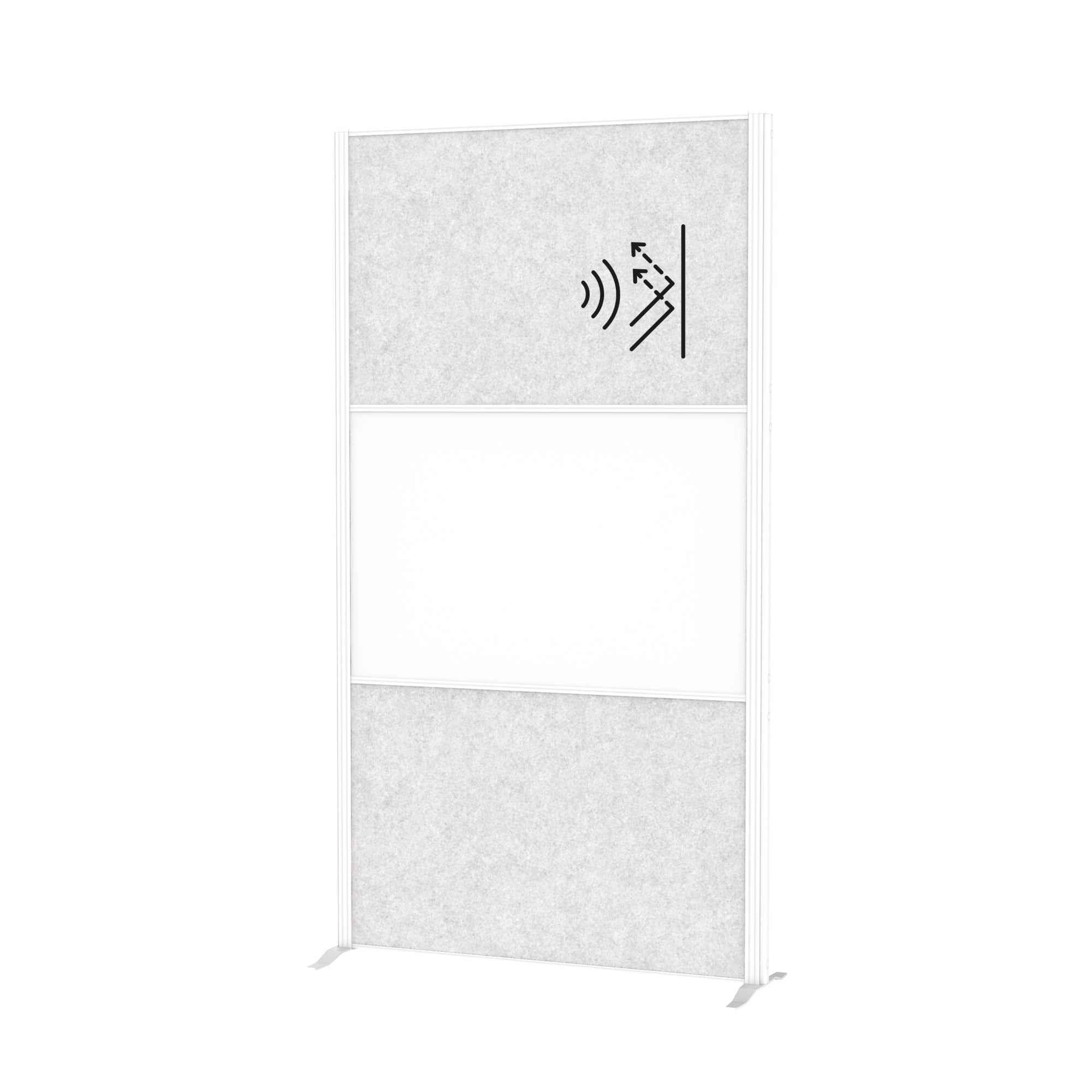 MAUL Stellwand MAULconnecto 2 x Akustikwand, 1 x Whiteboard weiß, hellgrau weiß