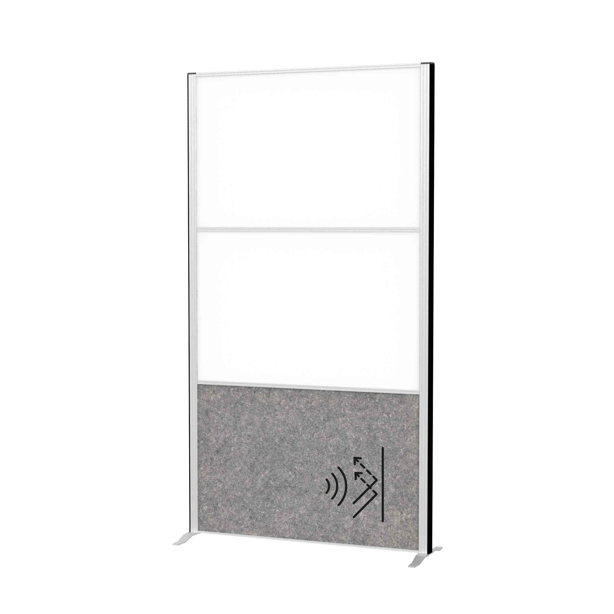 MAUL Stellwand MAULconnecto 1 x Akustikwand, 2 x Whiteboard weiß, dunkelgrau silber