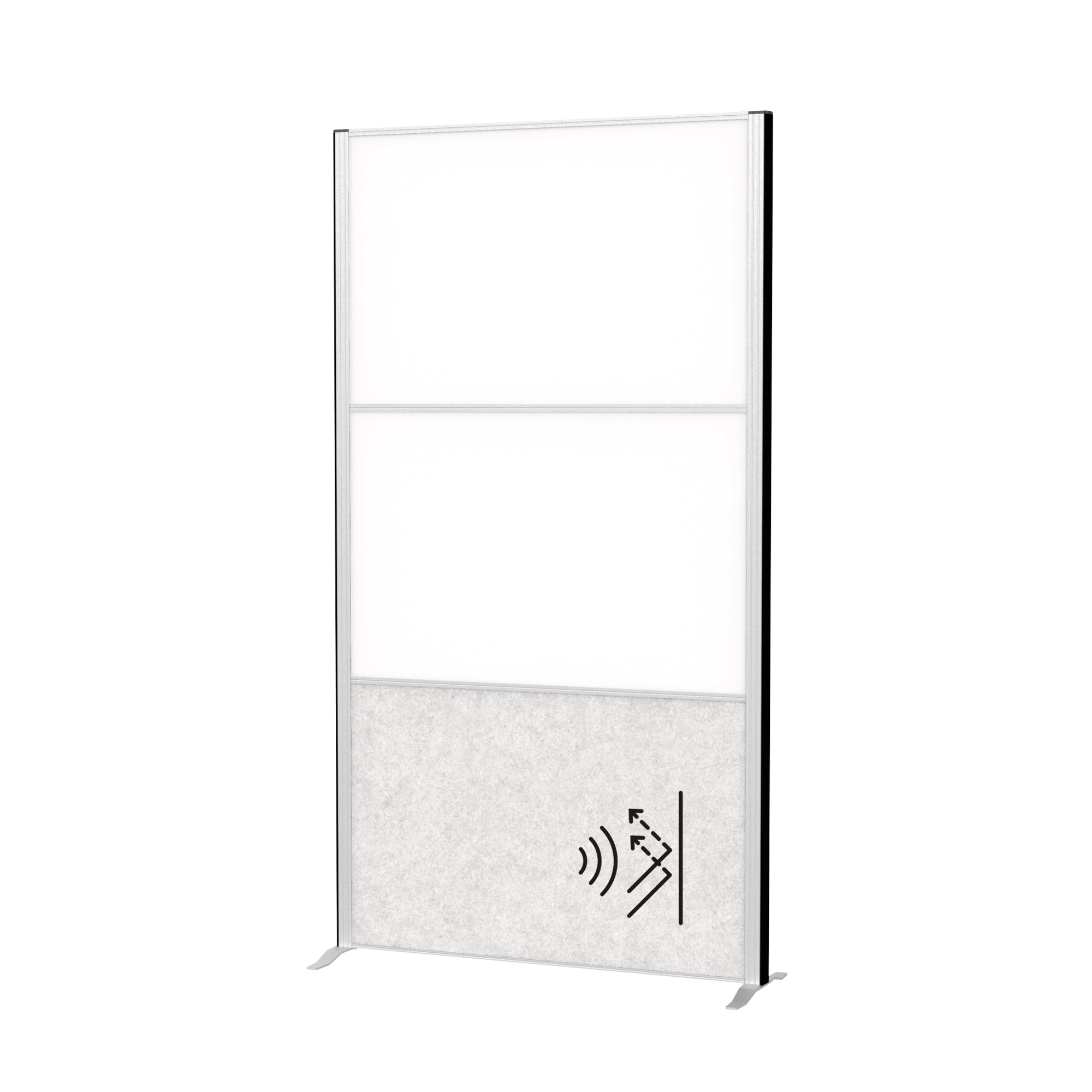 MAUL Stellwand MAULconnecto 1 x Akustikwand, 2 x Whiteboard weiß, hellgrau silber