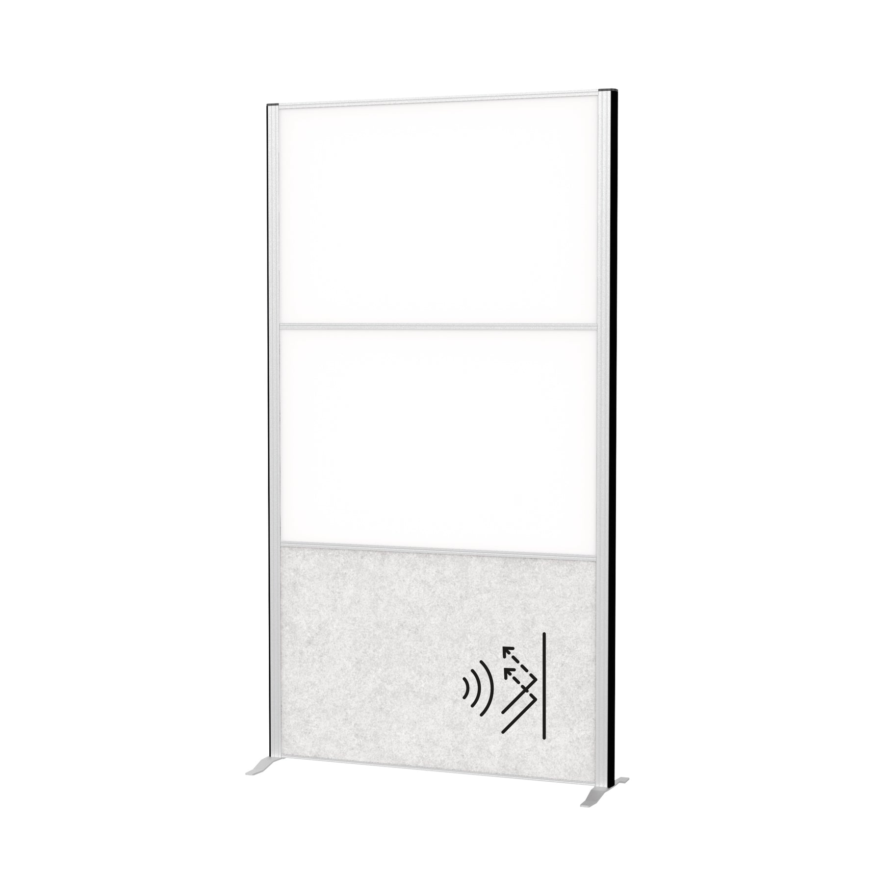 MAUL Stellwand MAULconnecto 1 x Akustikwand, 2 x Whiteboard weiß, hellgrau silber