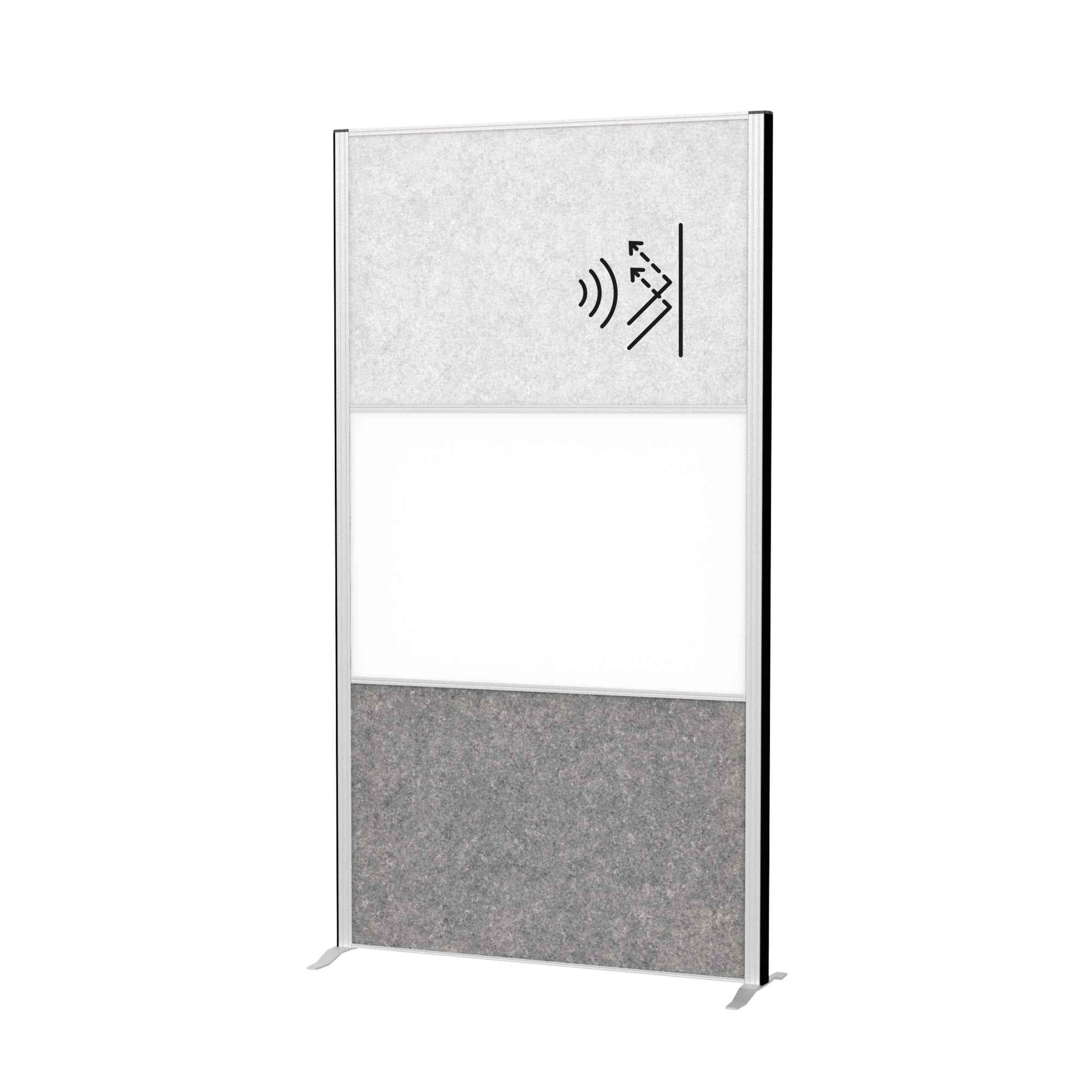 MAUL Stellwand MAULconnecto 2 x Akustikwand, 1 x Whiteboard hellgrau, weiß, dunkelgrau silber