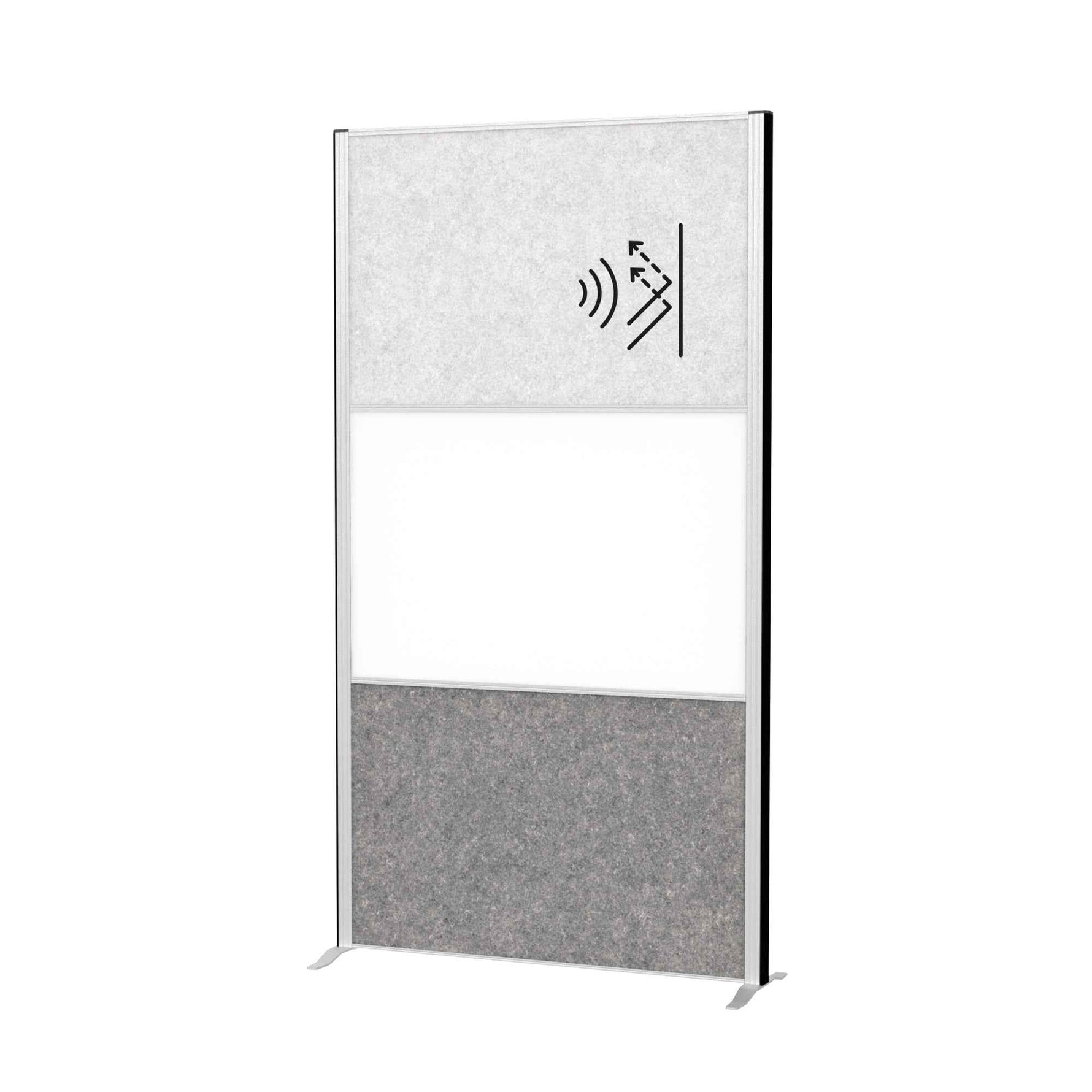 MAUL Stellwand MAULconnecto 2 x Akustikwand, 1 x Whiteboard hellgrau, weiß, dunkelgrau silber