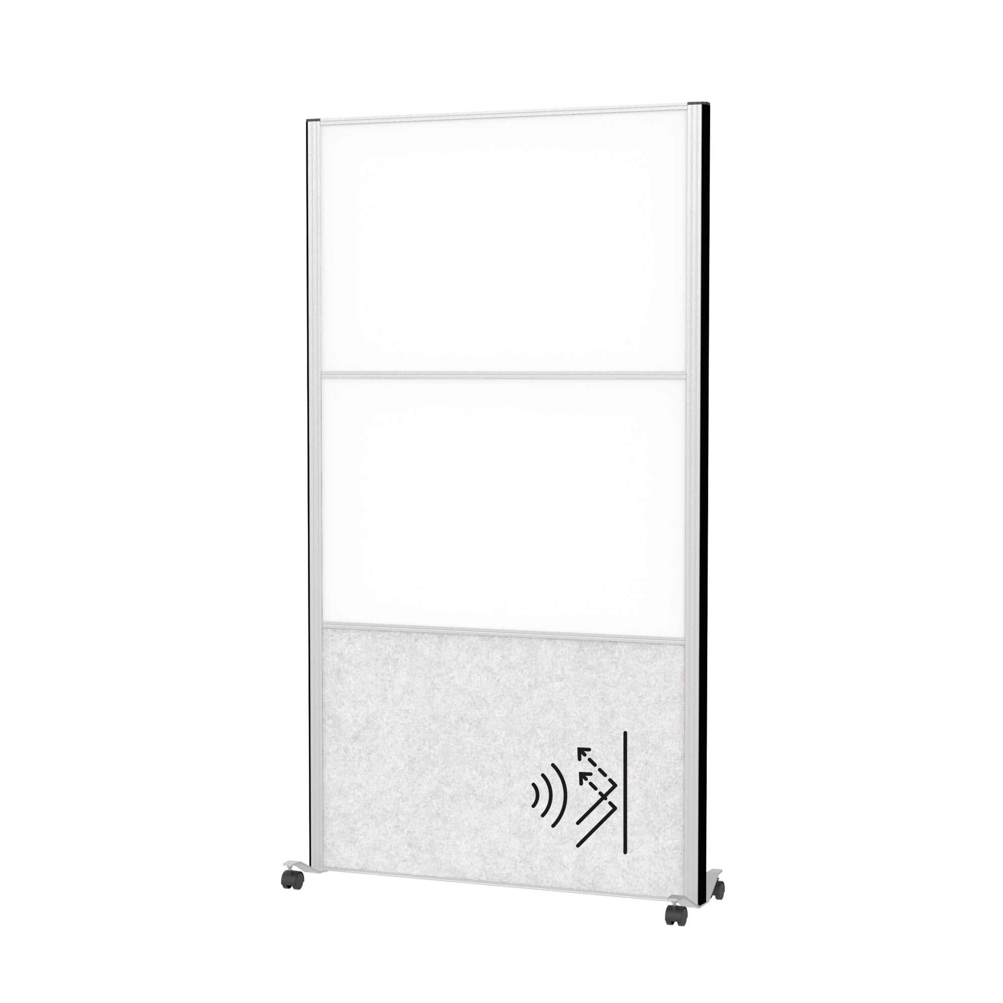 MAUL Stellwand MAULconnecto 1 x Akustikwand, 2 x Whiteboard weiß, hellgrau silber