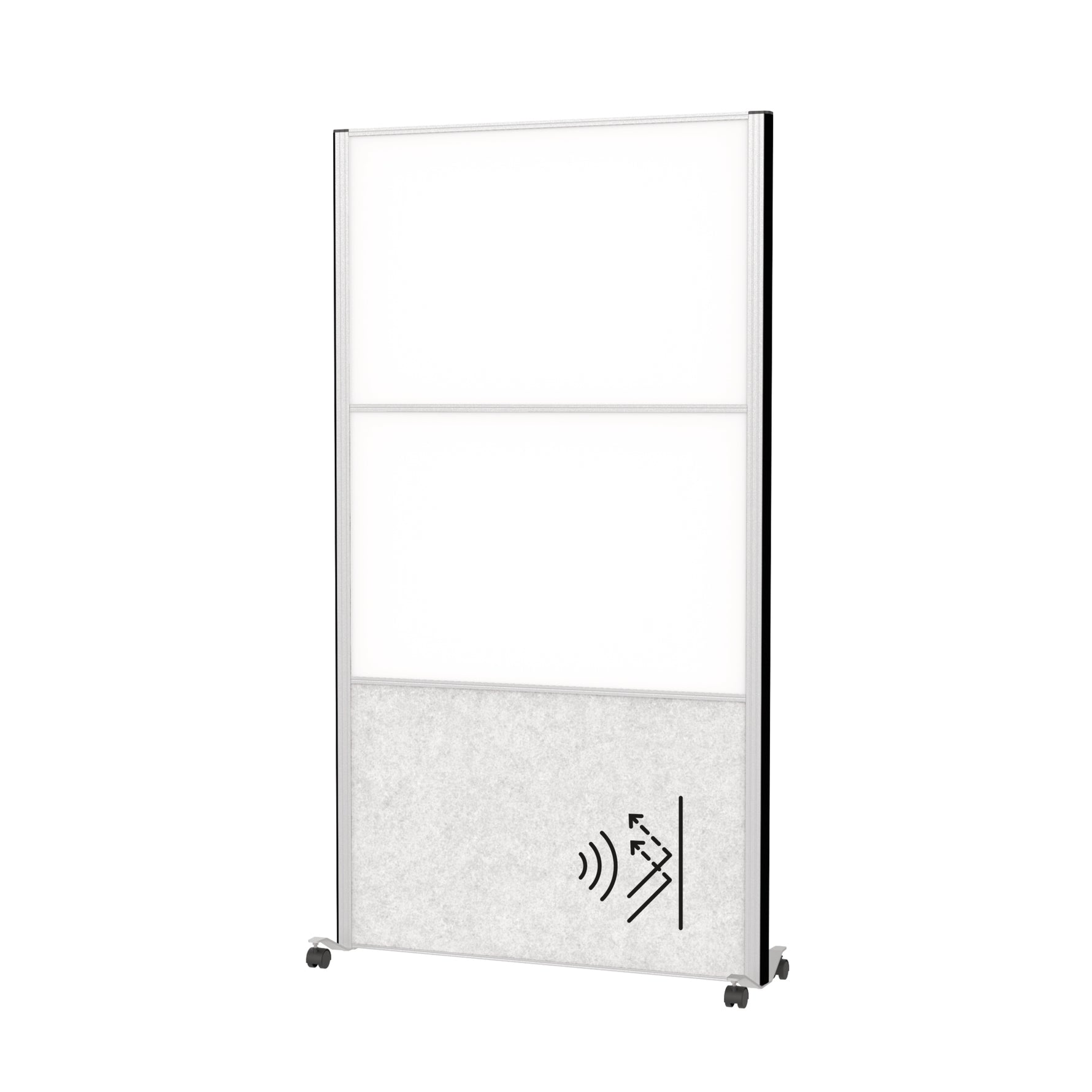 MAUL Stellwand MAULconnecto 1 x Akustikwand, 2 x Whiteboard weiß, hellgrau silber