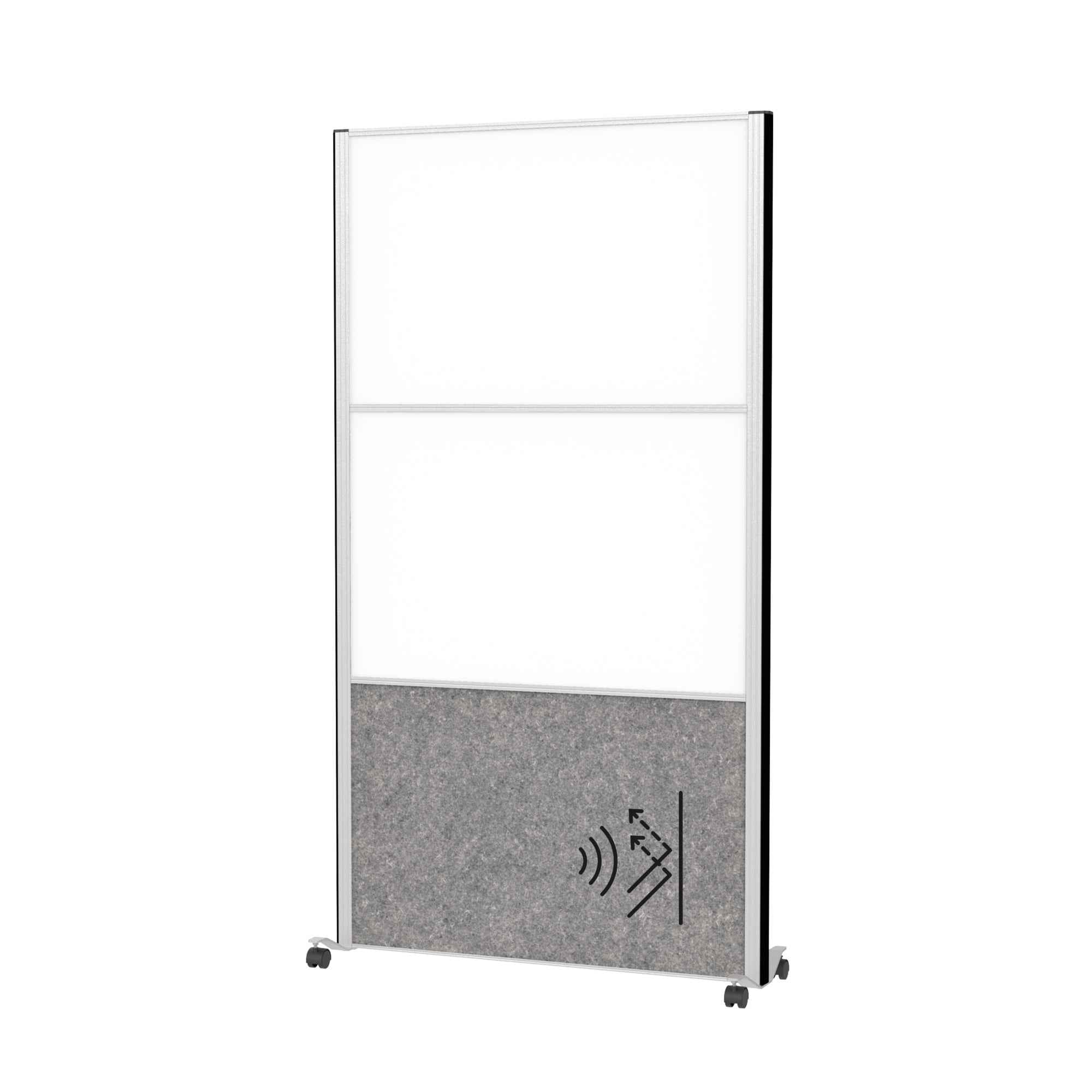 MAUL Stellwand MAULconnecto 1 x Akustikwand, 2 x Whiteboard weiß, dunkelgrau silber