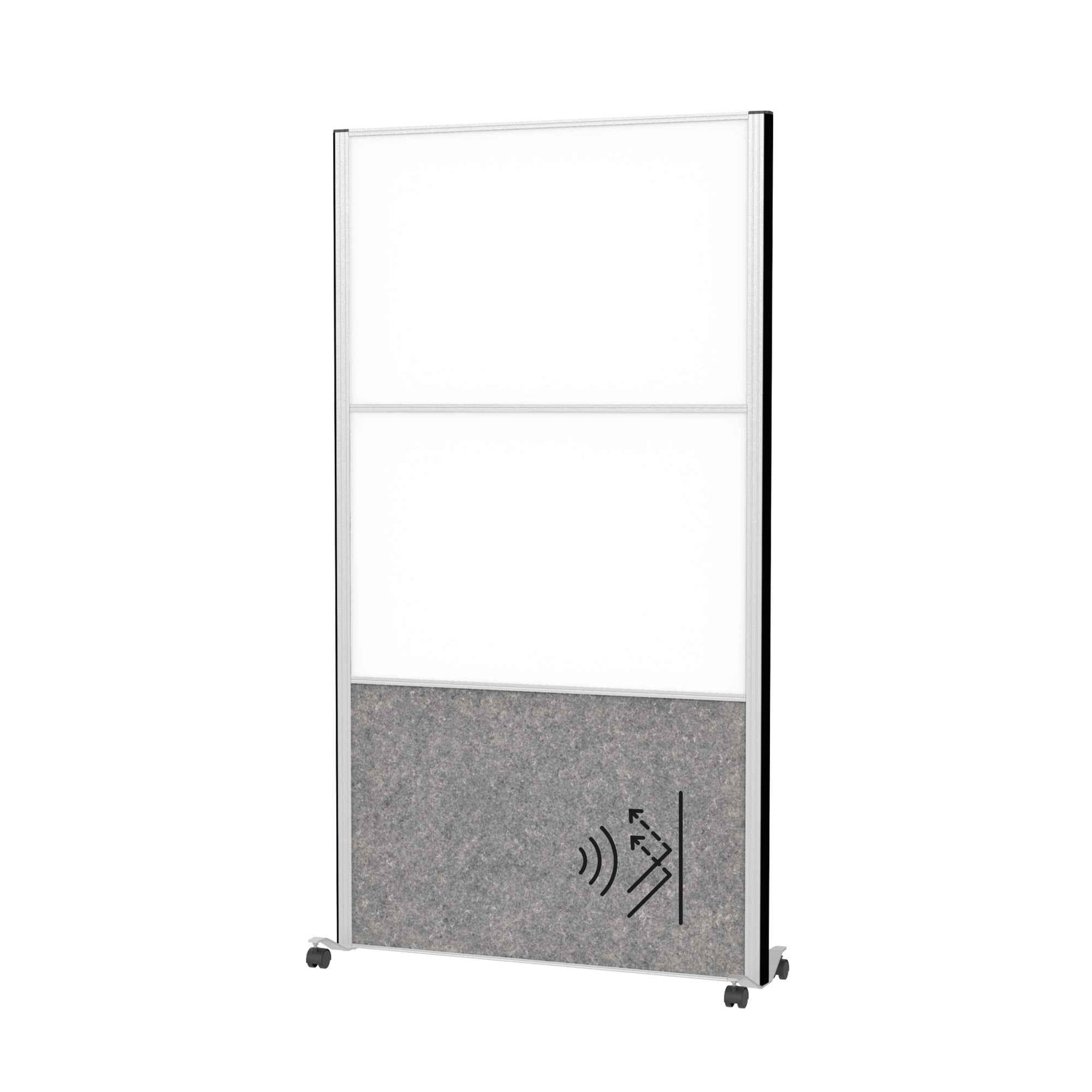 MAUL Stellwand MAULconnecto 1 x Akustikwand, 2 x Whiteboard weiß, dunkelgrau silber