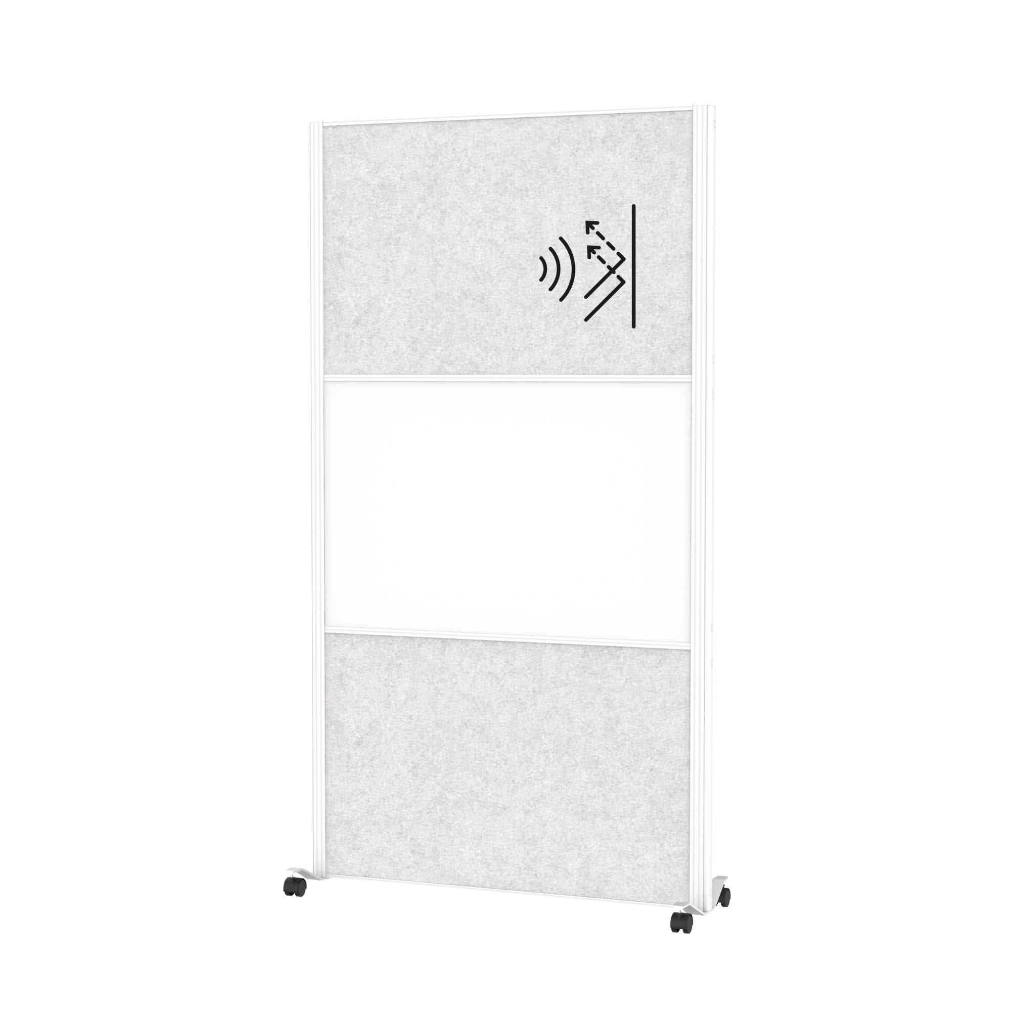 MAUL Stellwand MAULconnecto 2 x Akustikwand, 1 x Whiteboard weiß, hellgrau weiß
