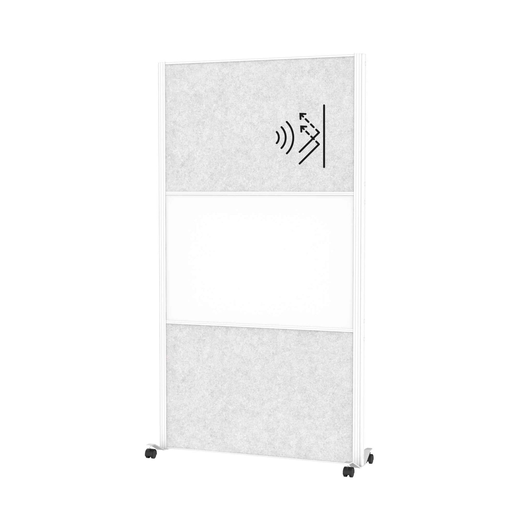 MAUL Stellwand MAULconnecto 2 x Akustikwand, 1 x Whiteboard weiß, hellgrau weiß