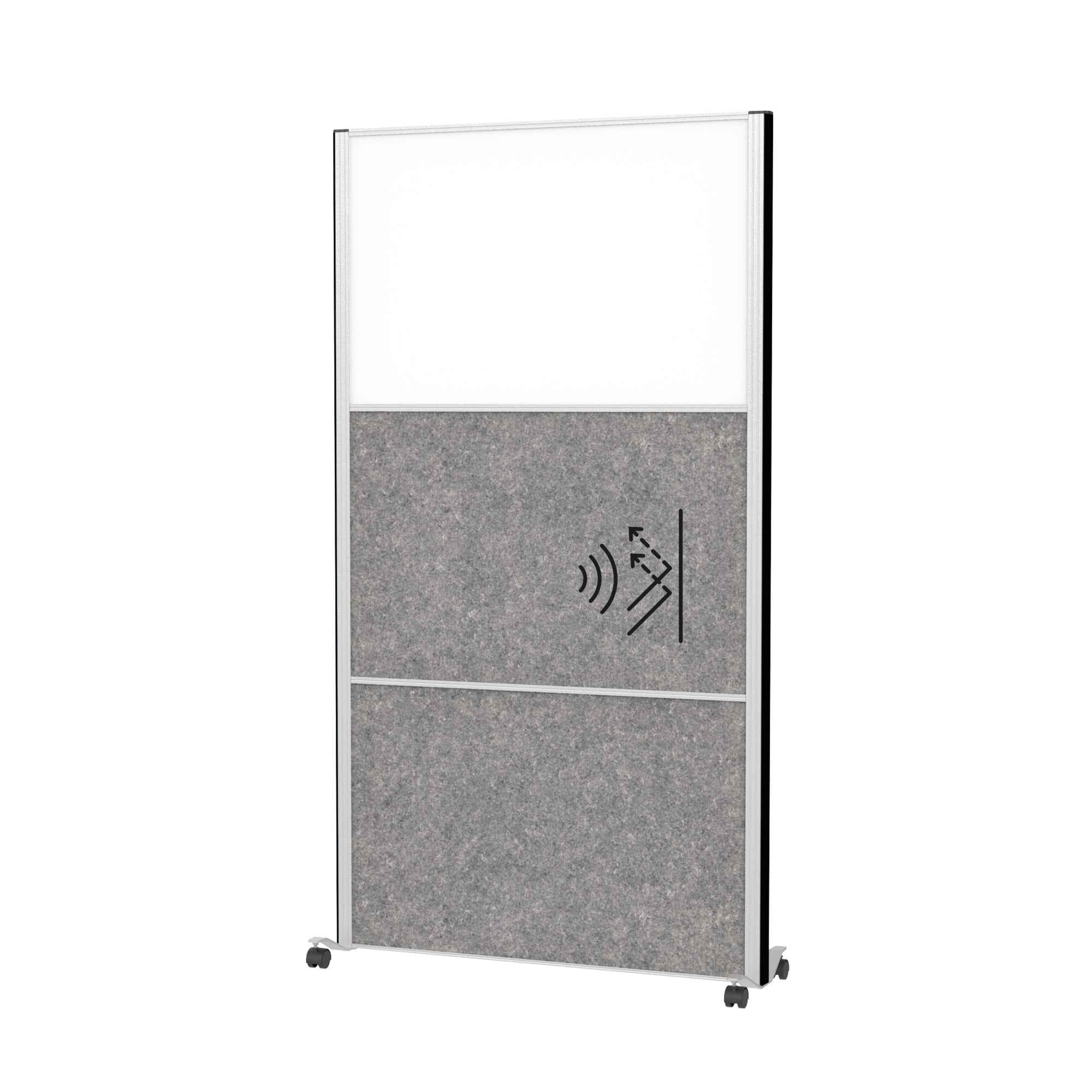 MAUL Stellwand MAULconnecto 2 x Akustikwand, 1 x Whiteboard weiß, dunkelgrau silber