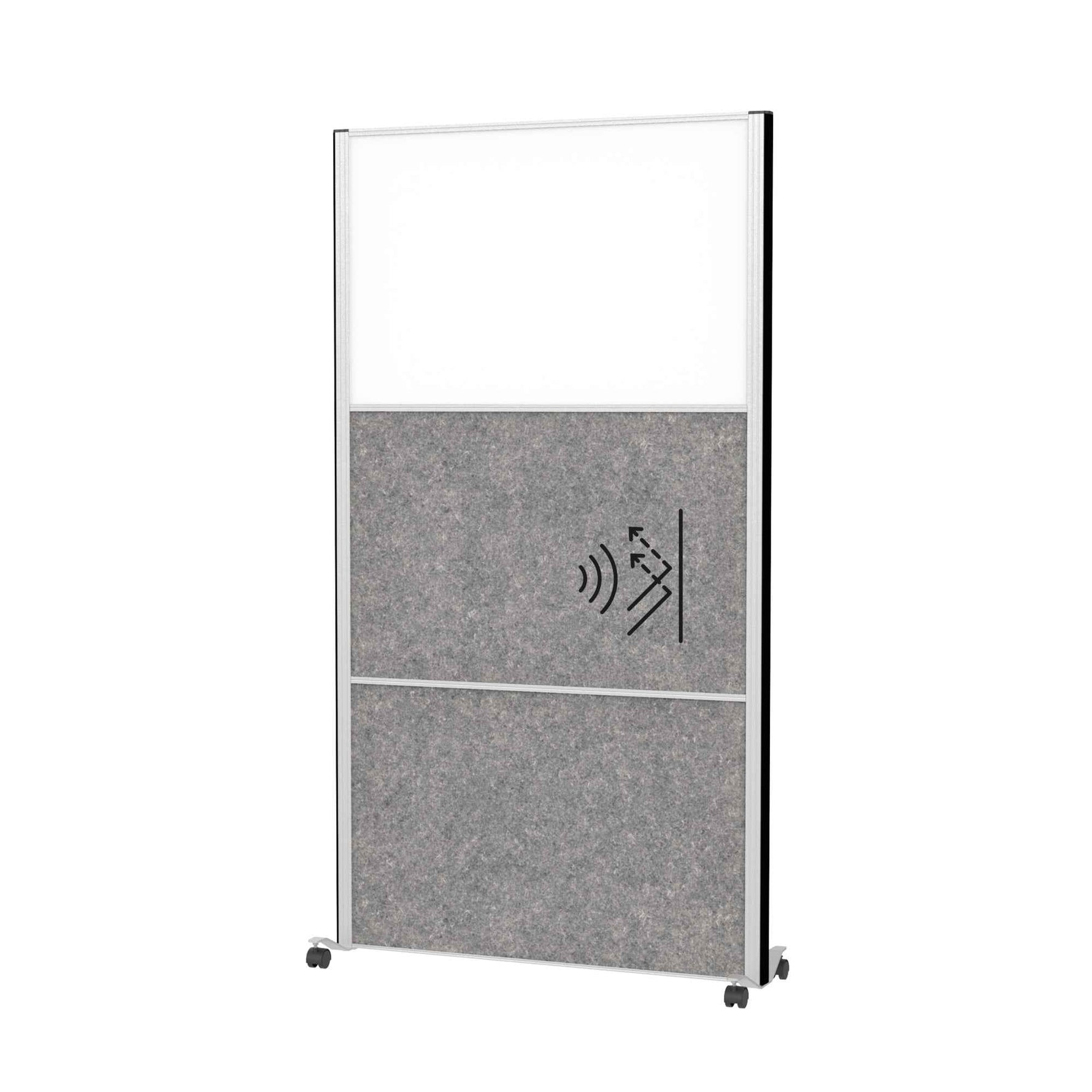 MAUL Stellwand MAULconnecto 2 x Akustikwand, 1 x Whiteboard weiß, dunkelgrau silber