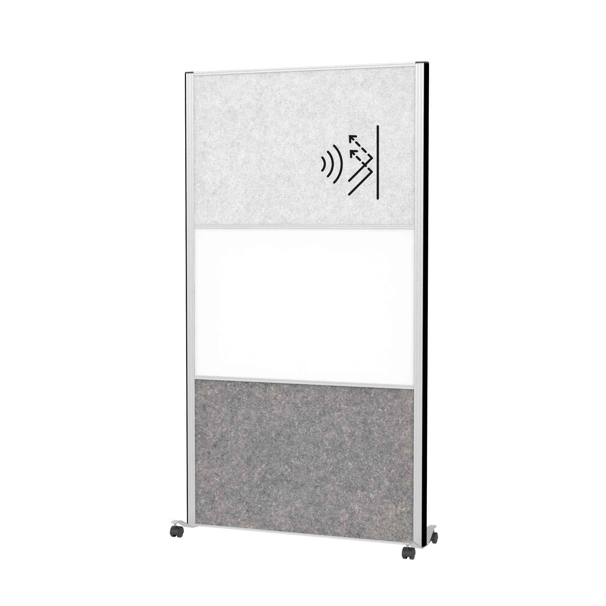 MAUL Stellwand MAULconnecto 2 x Akustikwand, 1 x Whiteboard hellgrau, weiß, dunkelgrau silber