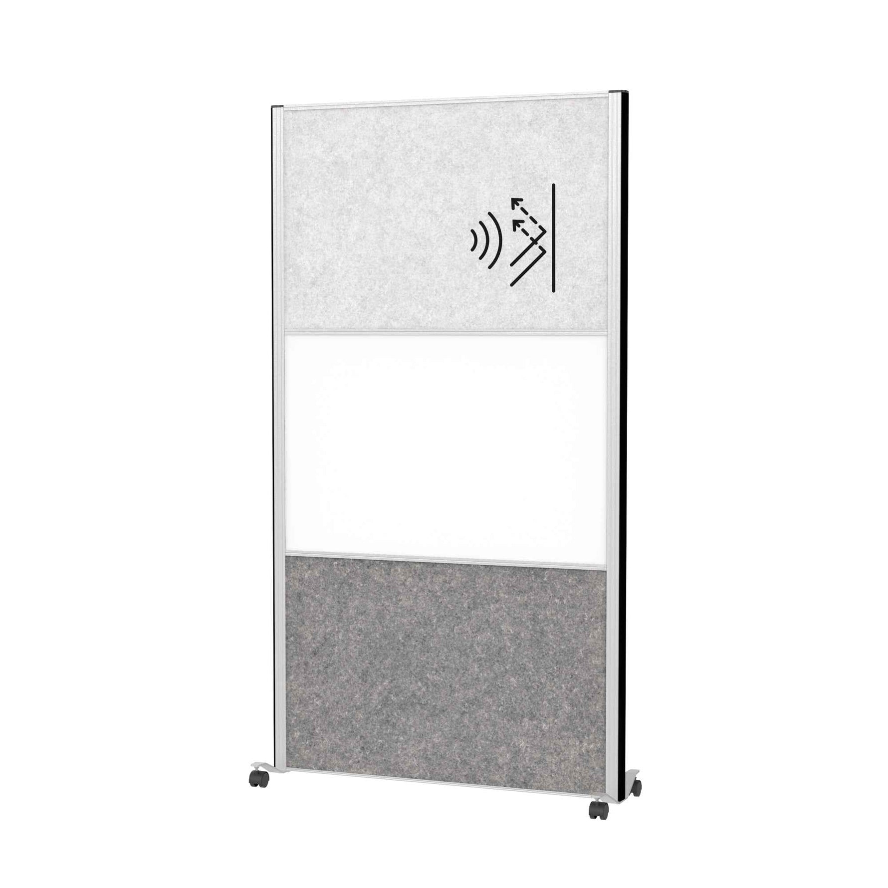 MAUL Stellwand MAULconnecto 2 x Akustikwand, 1 x Whiteboard hellgrau, weiß, dunkelgrau silber