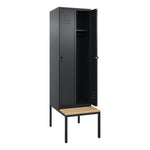 C+P Kleiderspind Classic PLUS mit untergebauter Sitzbank 2 Abteile schwarzgrau – Produktbild 2
