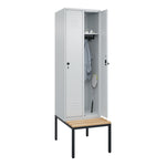 C+P Kleiderspind Classic PLUS mit untergebauter Sitzbank 2 Abteile lichtgrau – Produktbild 3