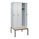 C+P Kleiderspind Classic PLUS mit untergebauter Sitzbank 3 Abteile lichtgrau – Produktbild 3