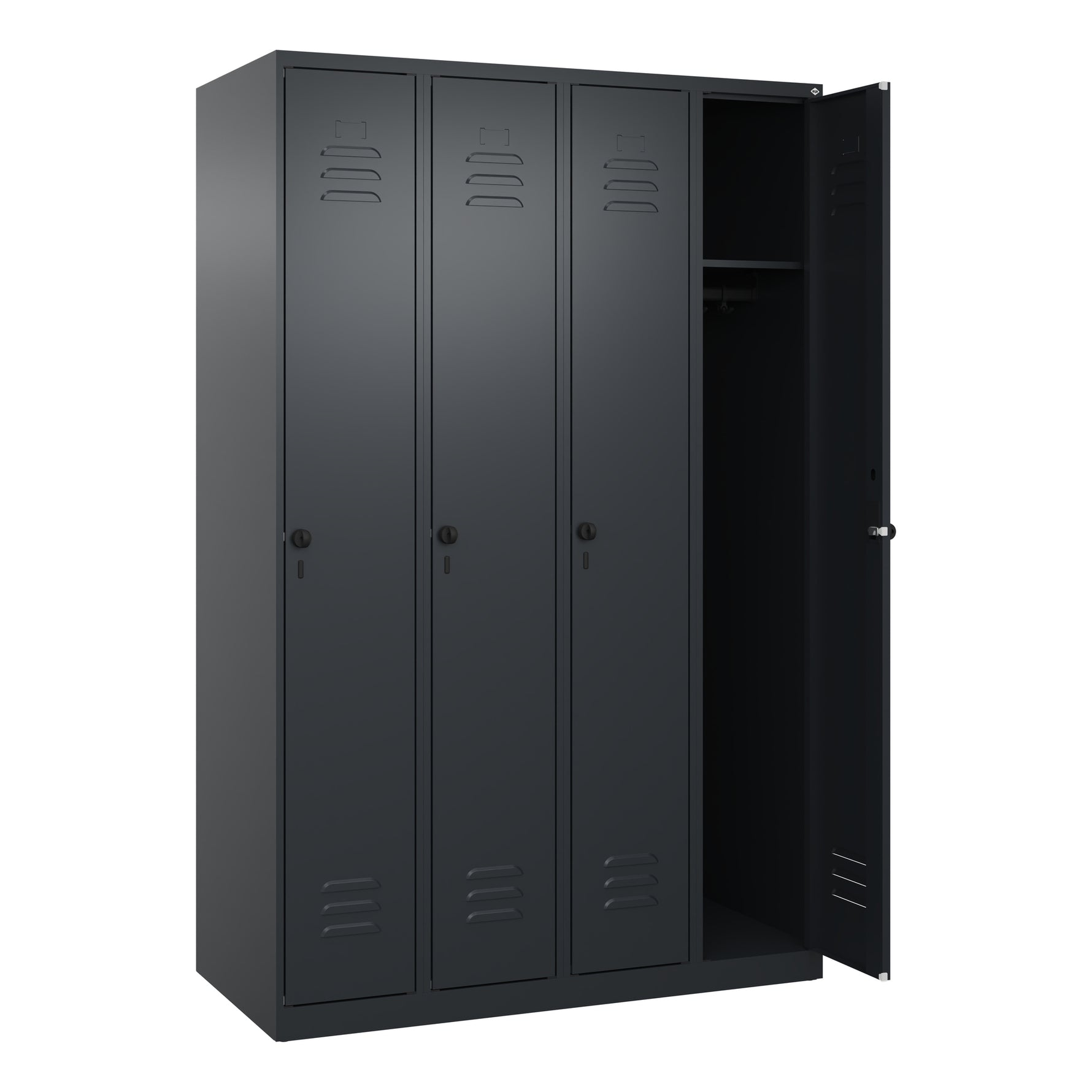C+P Kleiderspind Classic PLUS mit Sockel 1.200 x 1.850 x 500 mm (B x H x T) schwarzgrau – Produktbild 3