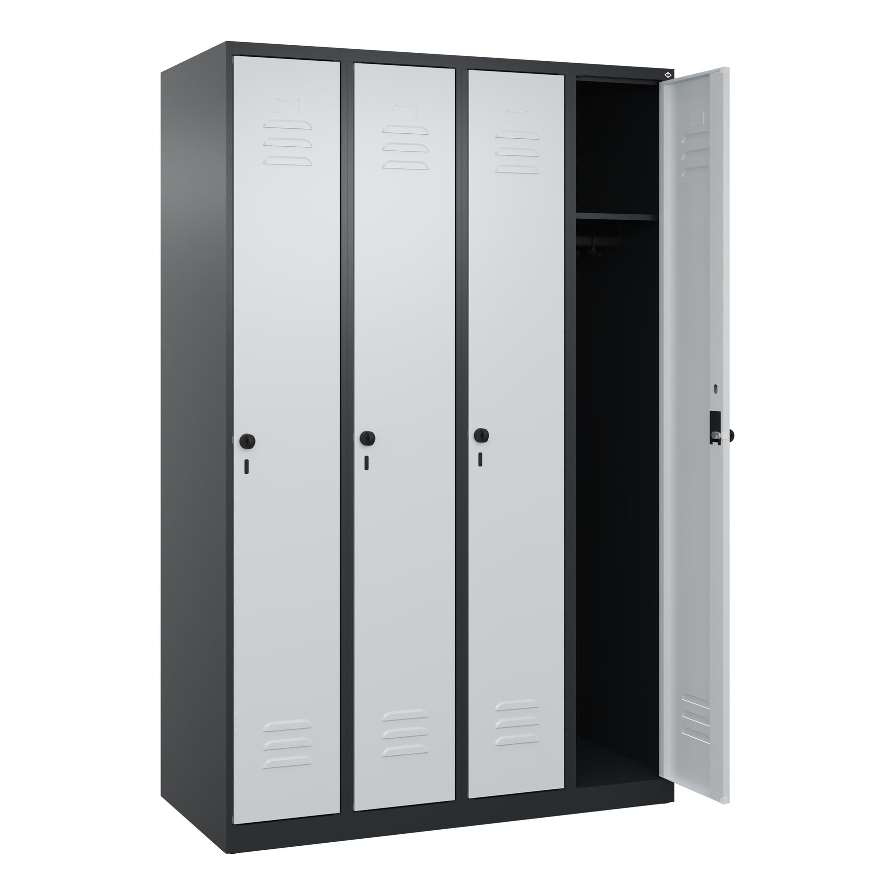 C+P Kleiderspind Classic PLUS mit Sockel 1.200 x 1.850 x 500 mm (B x H x T) schwarzgrau