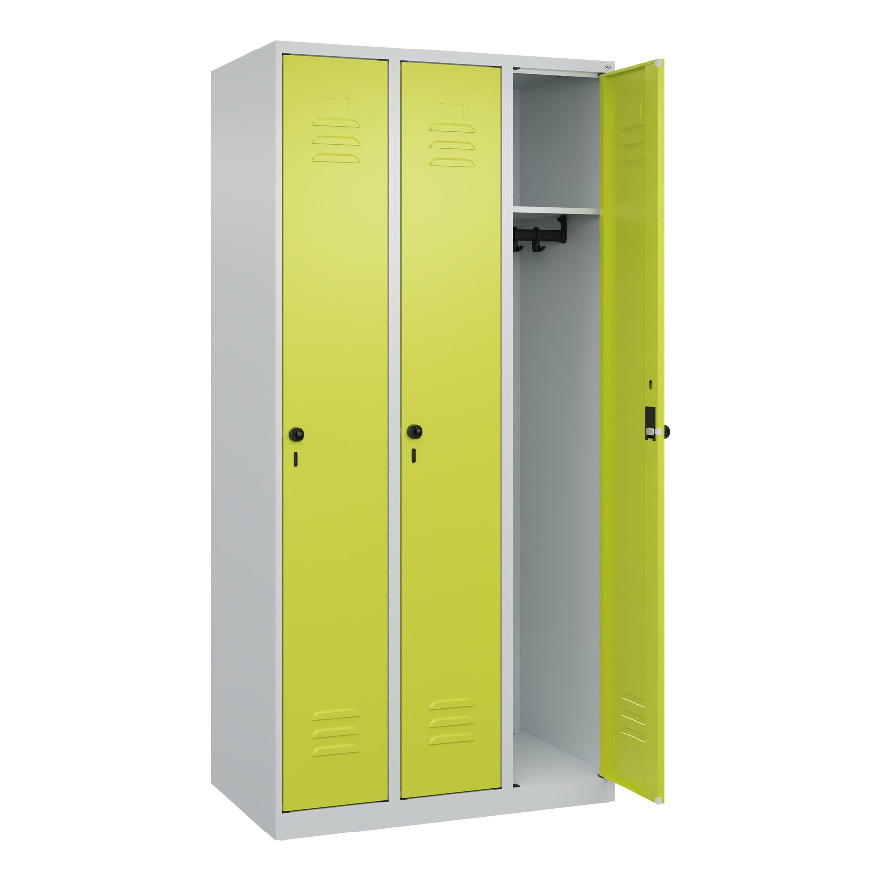 C+P Kleiderspind Classic PLUS mit Sockel 900 x 1.850 x 500 mm (B x H x T) lichtgrau – Produktbild 2