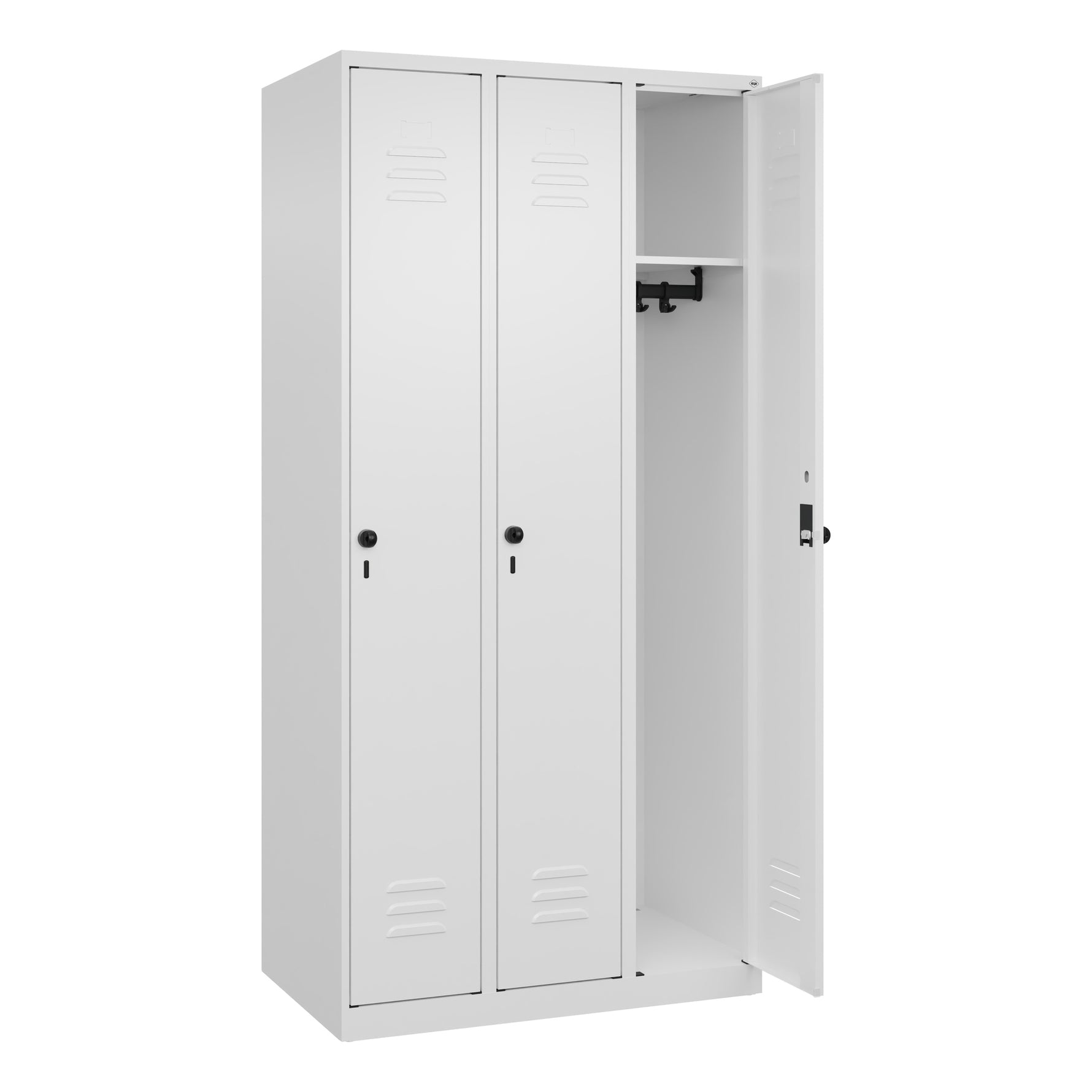 C+P Kleiderspind Classic PLUS mit Sockel 900 x 1.850 x 500 mm (B x H x T) verkehrsweiß