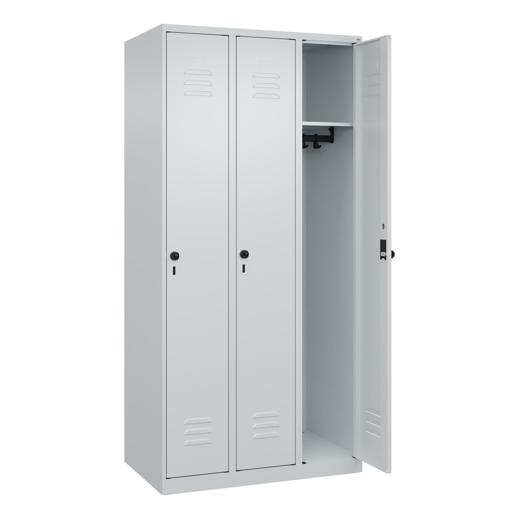 C+P Kleiderspind Classic PLUS mit Sockel 900 x 1.850 x 500 mm (B x H x T) lichtgrau – Produktbild 3