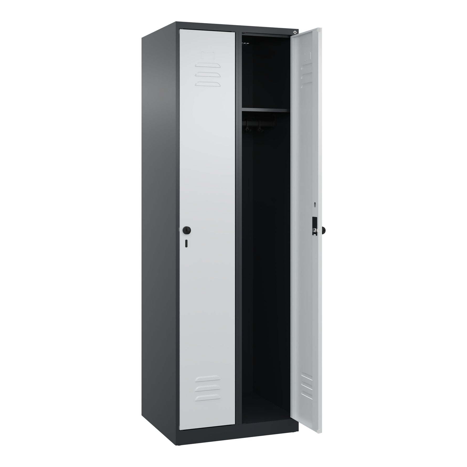 C+P Kleiderspind Classic PLUS mit Sockel 600 x 1.850 x 500 mm (B x H x T) schwarzgrau
