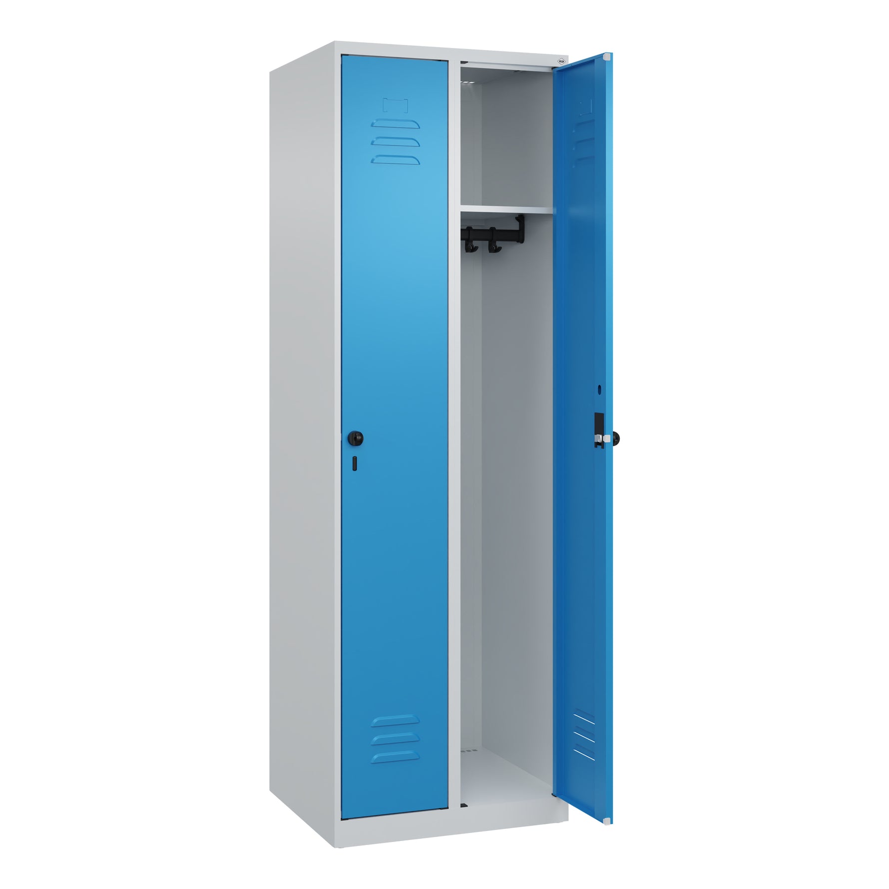 C+P Kleiderspind Classic PLUS mit Sockel 600 x 1.850 x 500 mm (B x H x T) lichtgrau