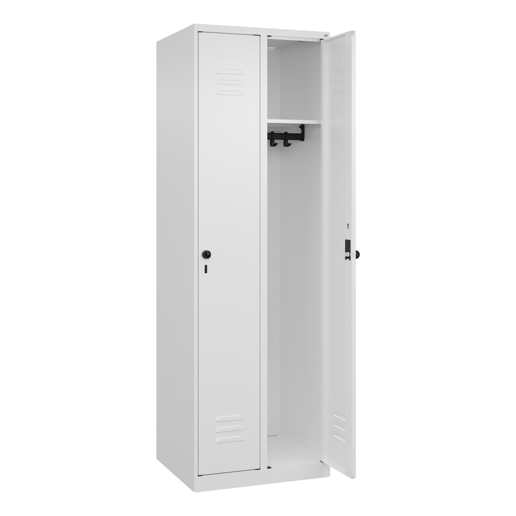 C+P Kleiderspind Classic PLUS mit Sockel 600 x 1.850 x 500 mm (B x H x T) verkehrsweiß