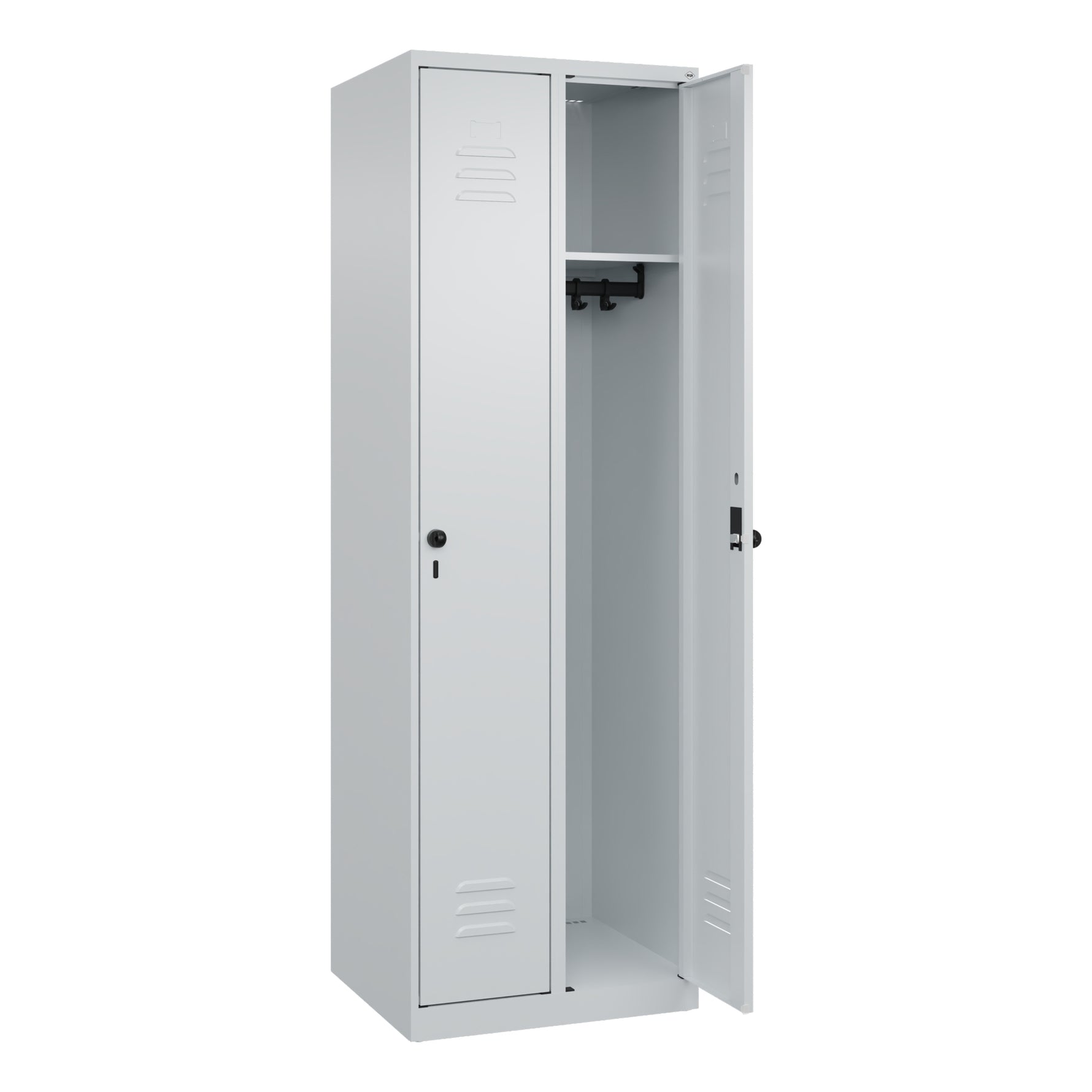 C+P Kleiderspind Classic PLUS mit Sockel 600 x 1.850 x 500 mm (B x H x T) lichtgrau – Produktbild 3