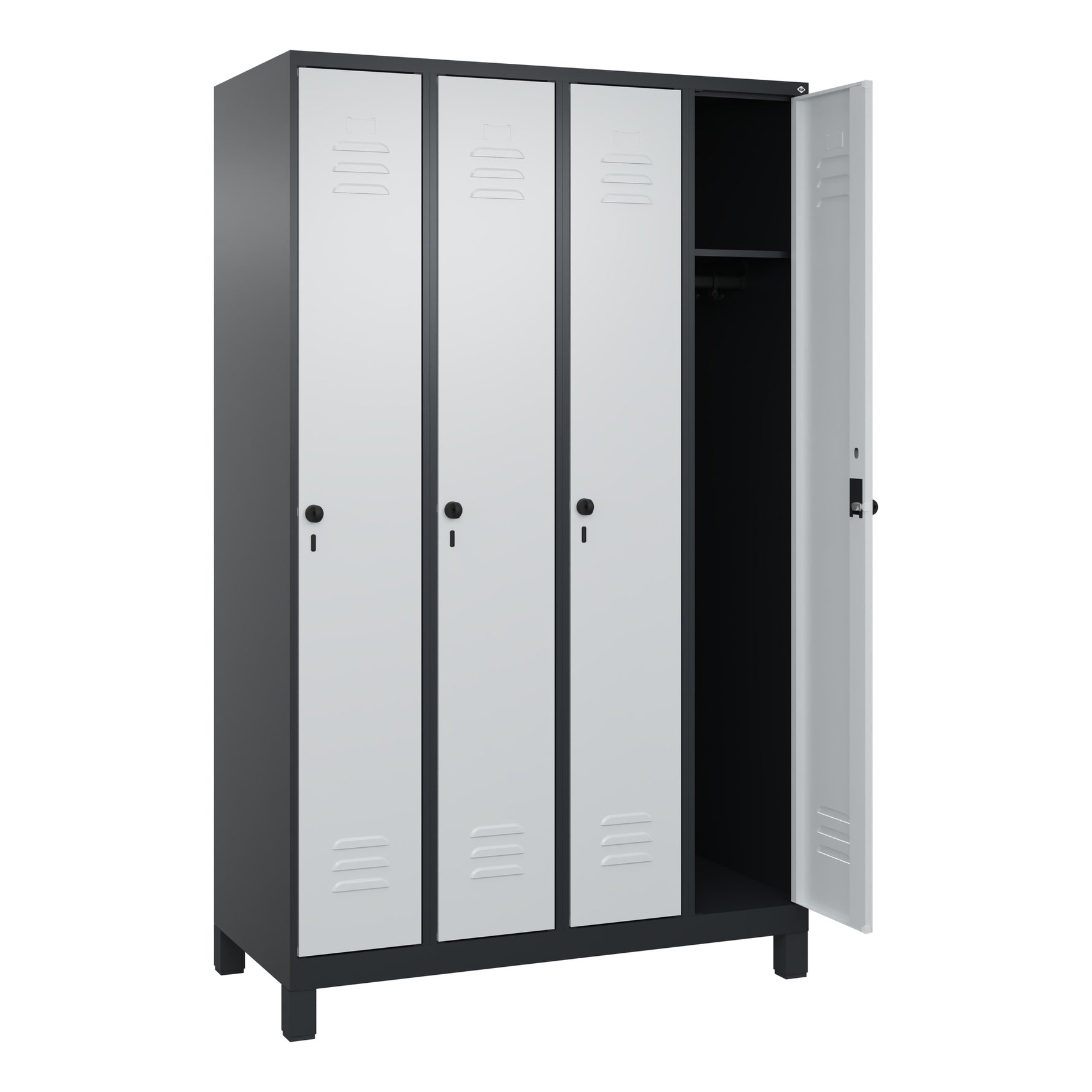 C+P Kleiderspind Classic PLUS mit Standfuß 1.200 x 1.950 x 500 mm (B x H x T) schwarzgrau